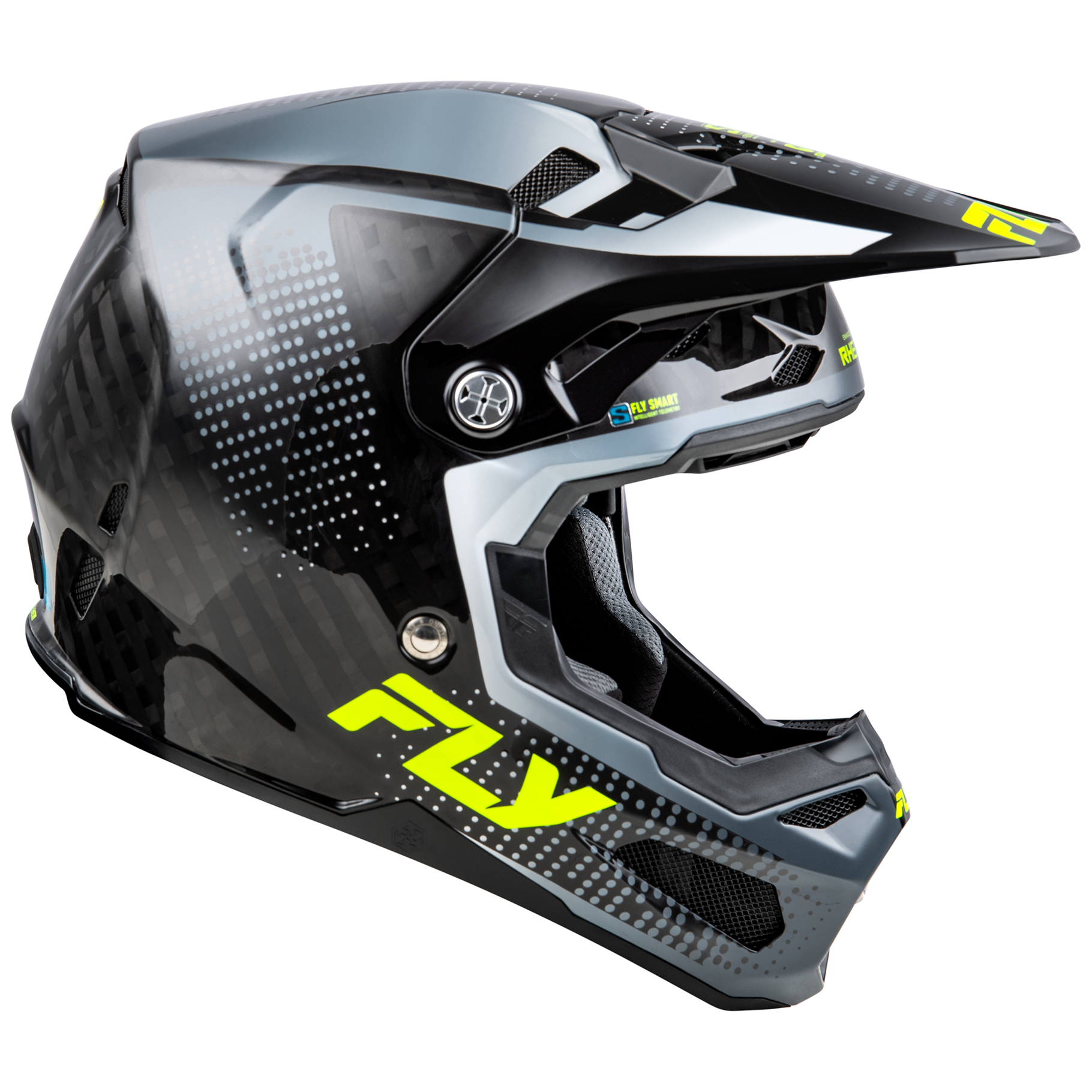 FLY Racing 2025 Formula S Protocol Carbon Helmet (Black Carbon/Grey/Hivis)