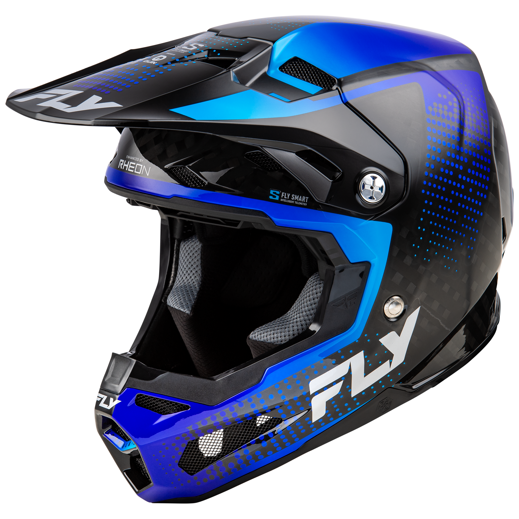FLY Racing 2025 Formula S Protocol Carbon Helmet (Black Carbon/Blue)