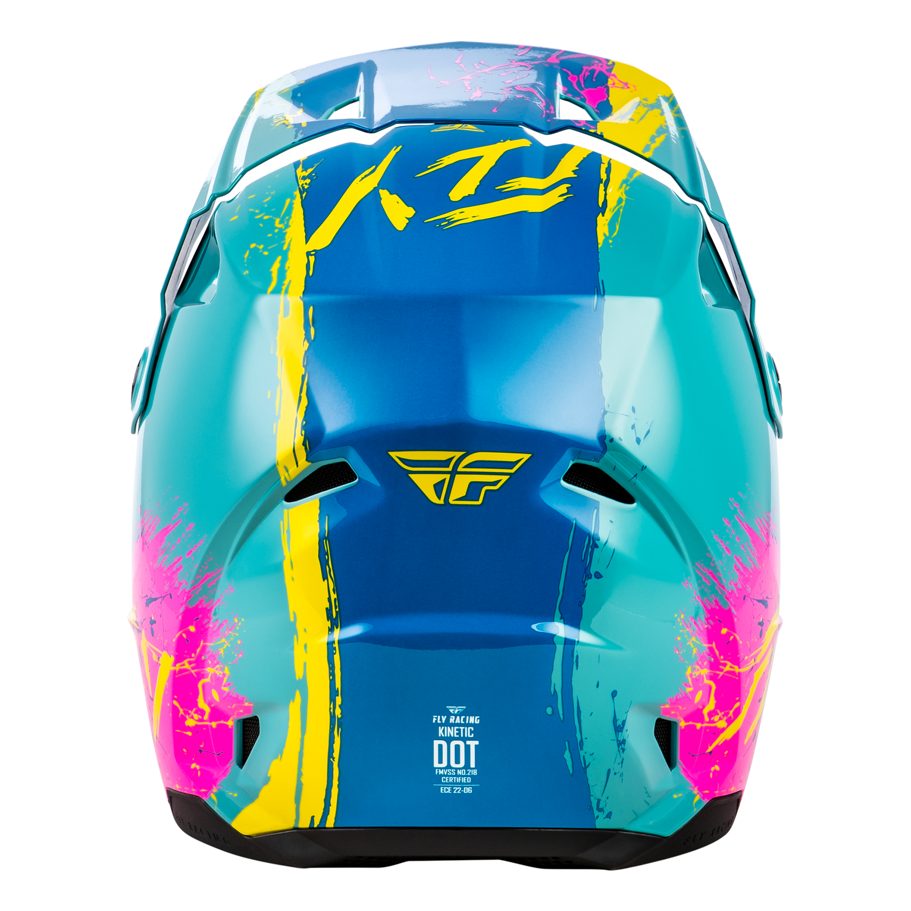 FLY Racing 2026 Kinetic Drip Youth Helmet (Turquoise/Pink/Yellow)