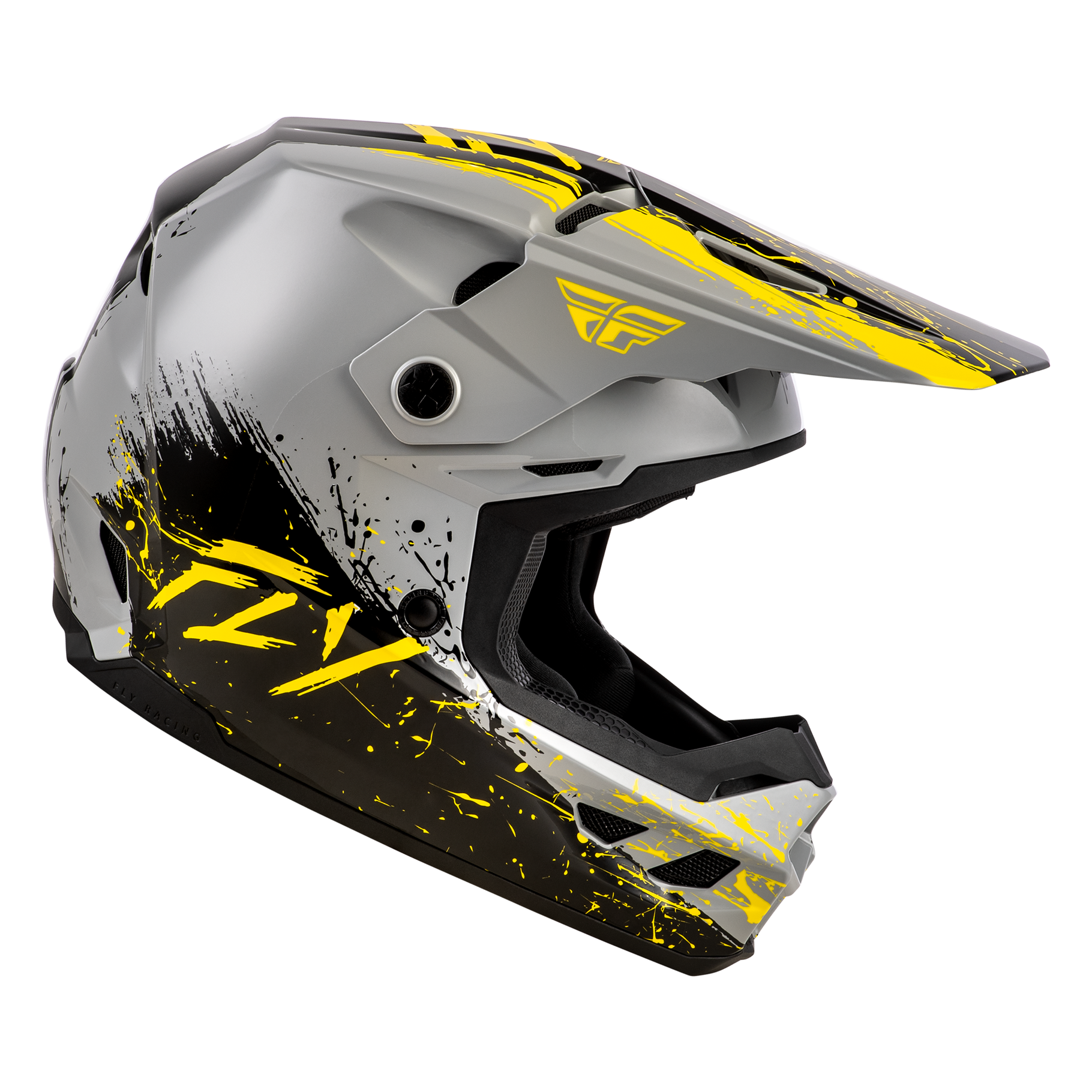 FLY Racing 2026 Kinetic Drip Youth Helmet (Grey/Black/Yellow)