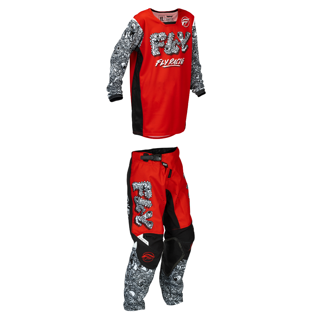 FLY Racing 2026 Kinetic Mutant Youth Full Kit (Red/White/Black)