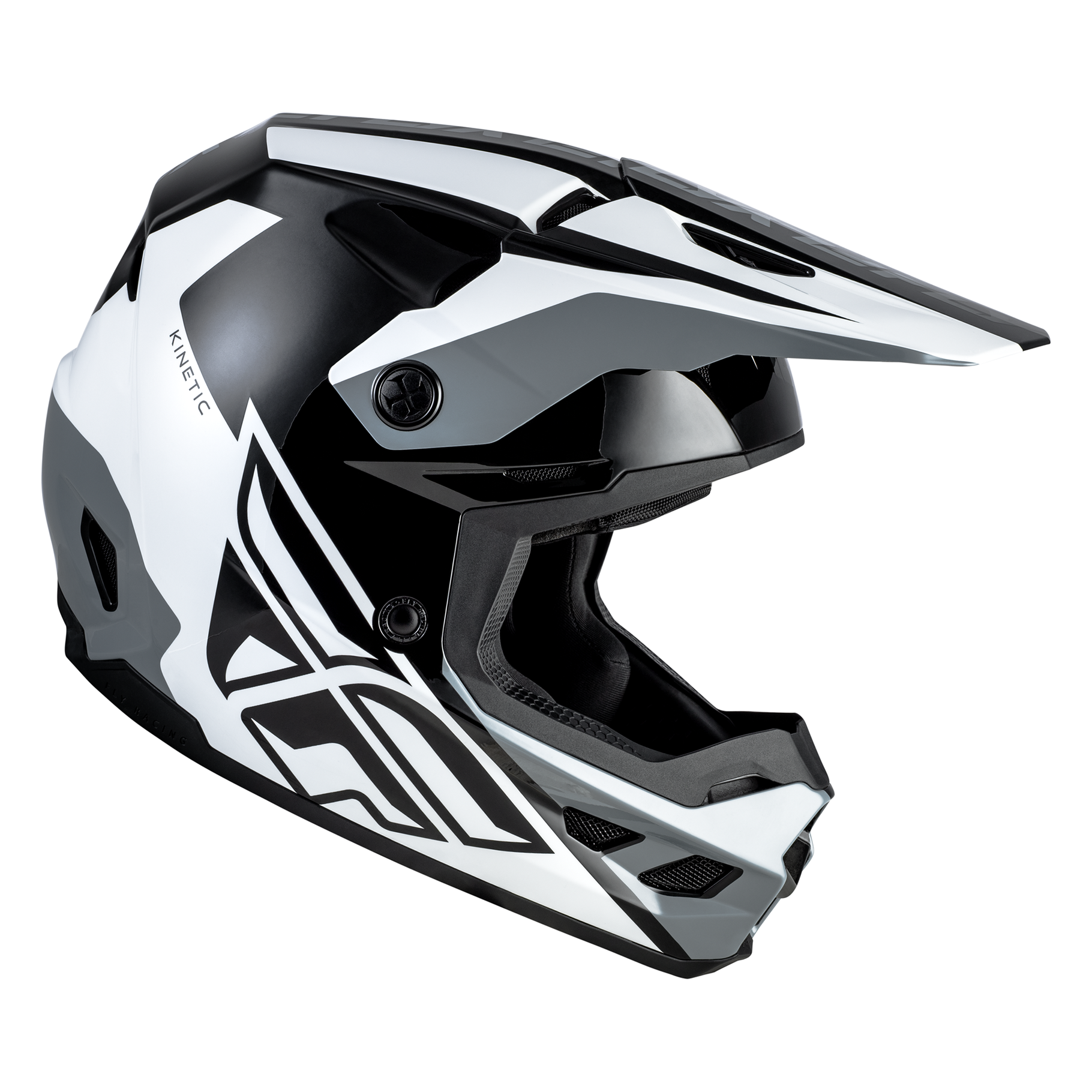 FLY Racing 2026 Kinetic Crest Helmet (Black/White/Grey)