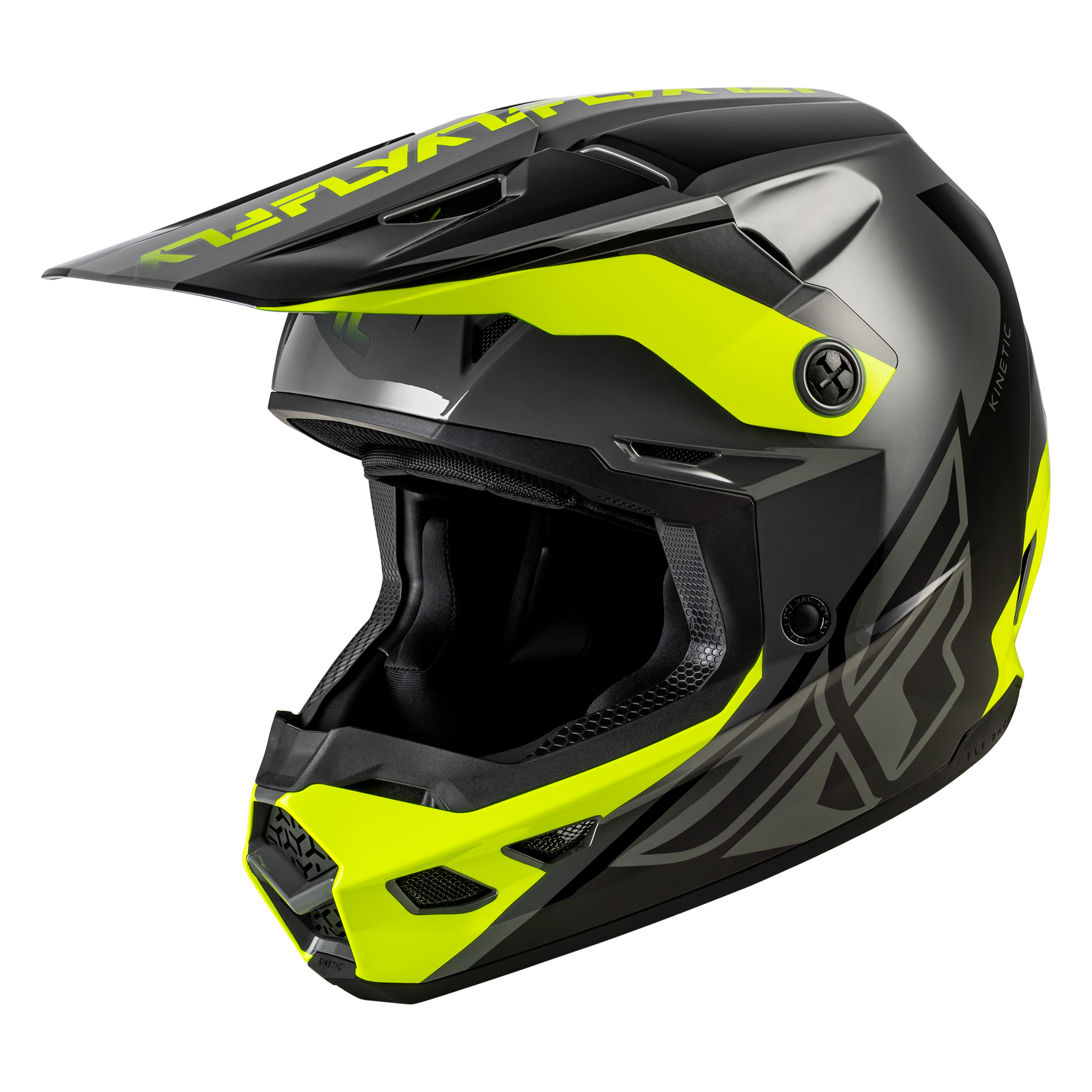 FLY Racing 2026 Kinetic Crest Helmet (Grey/Black/Hivis)