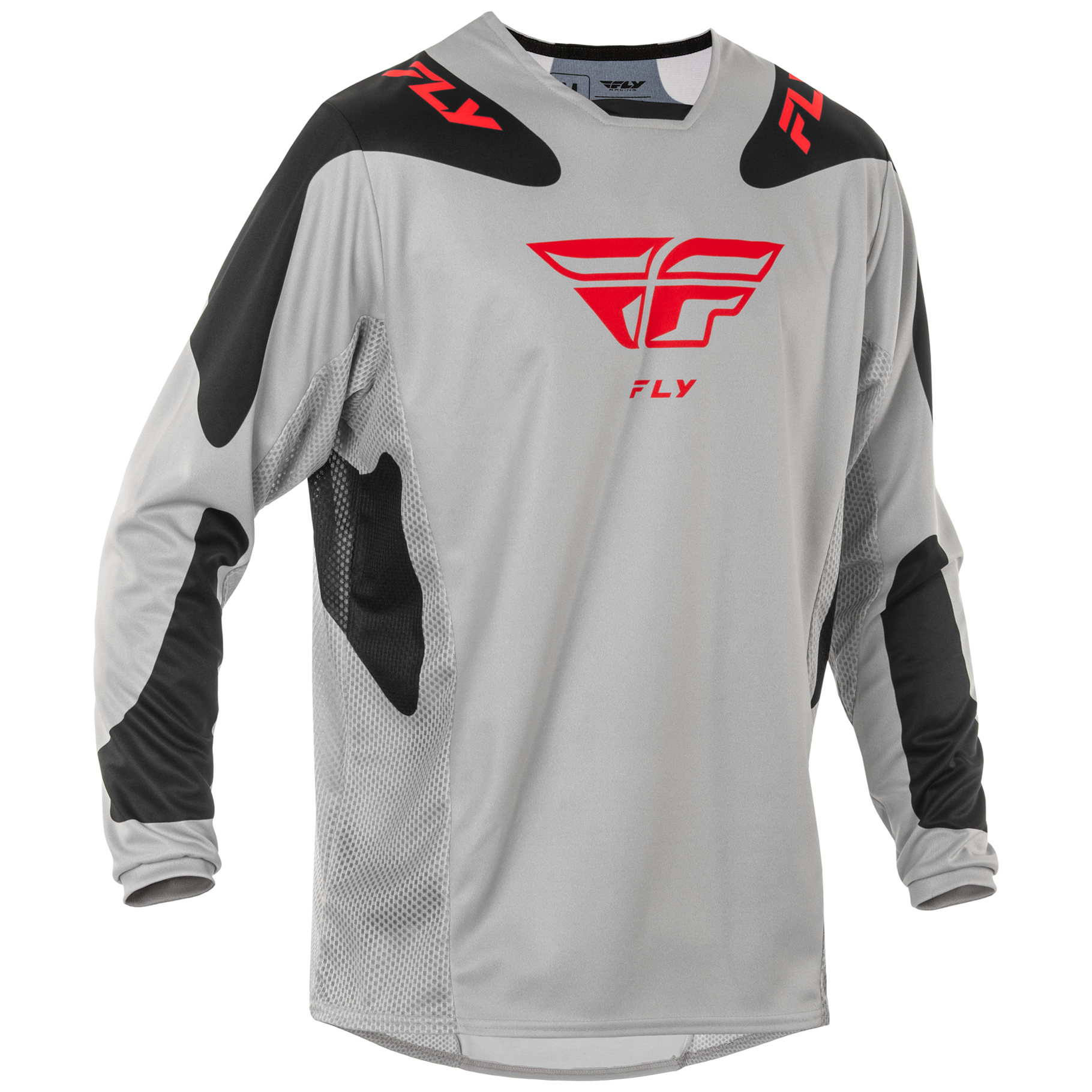 FLY Racing 2025 Kinetic SYM Jersey (Light Grey/Red/Black)