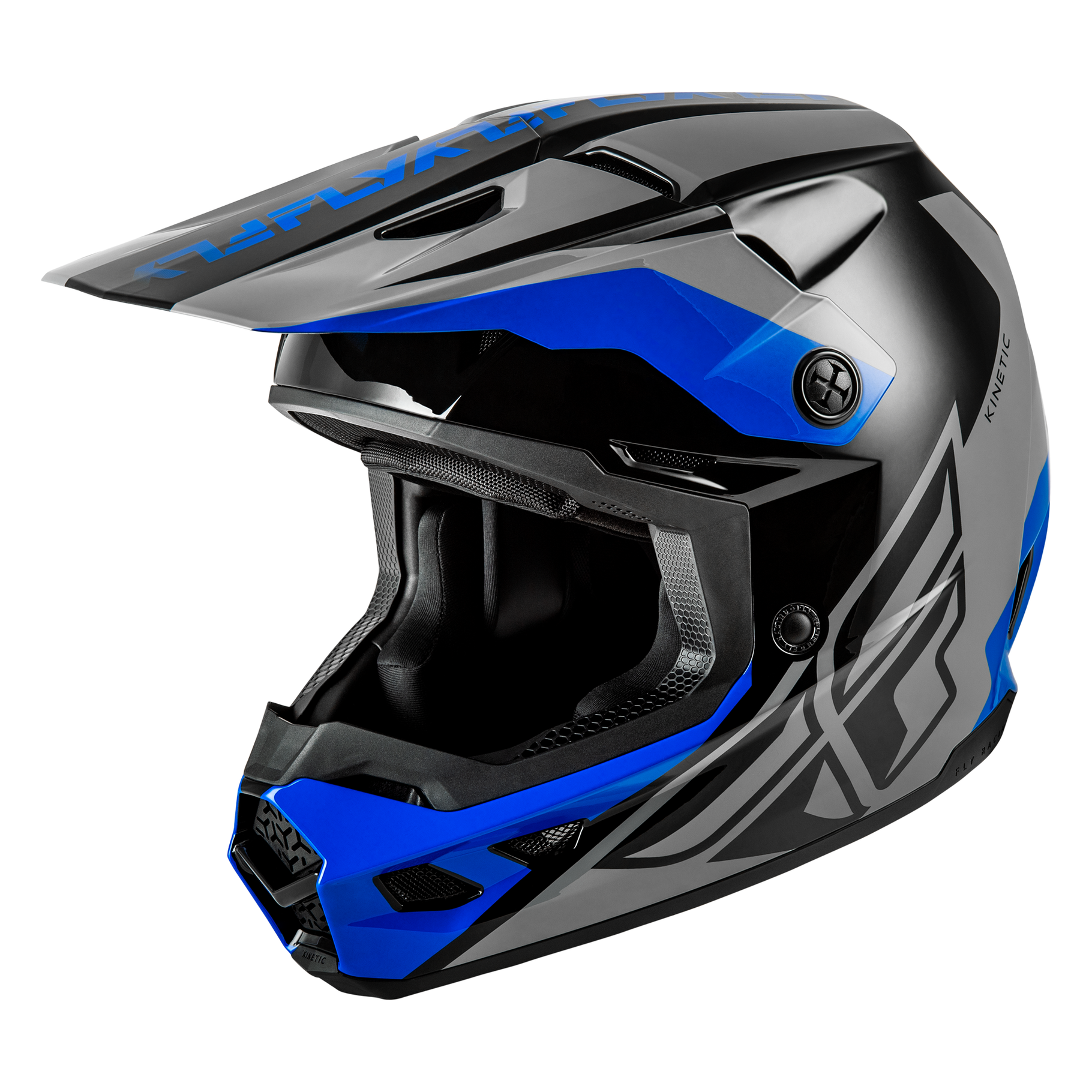 FLY Racing 2026 Kinetic Crest Helmet (Grey/Black/Blue)