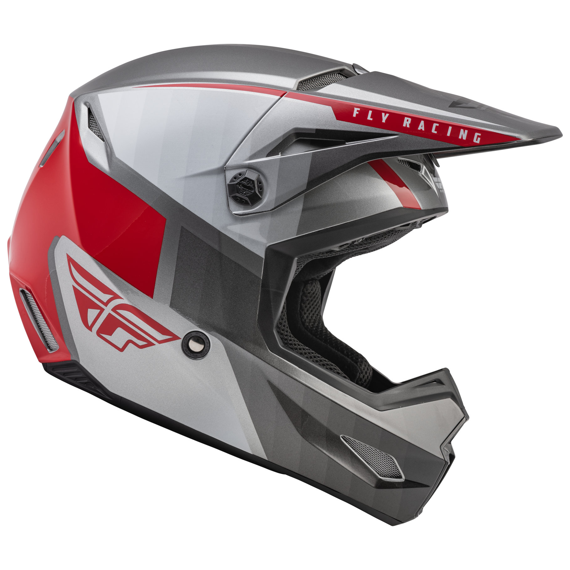 FLY Racing Kinetic Drift Helmet (Charcoal/Light Grey/Red)