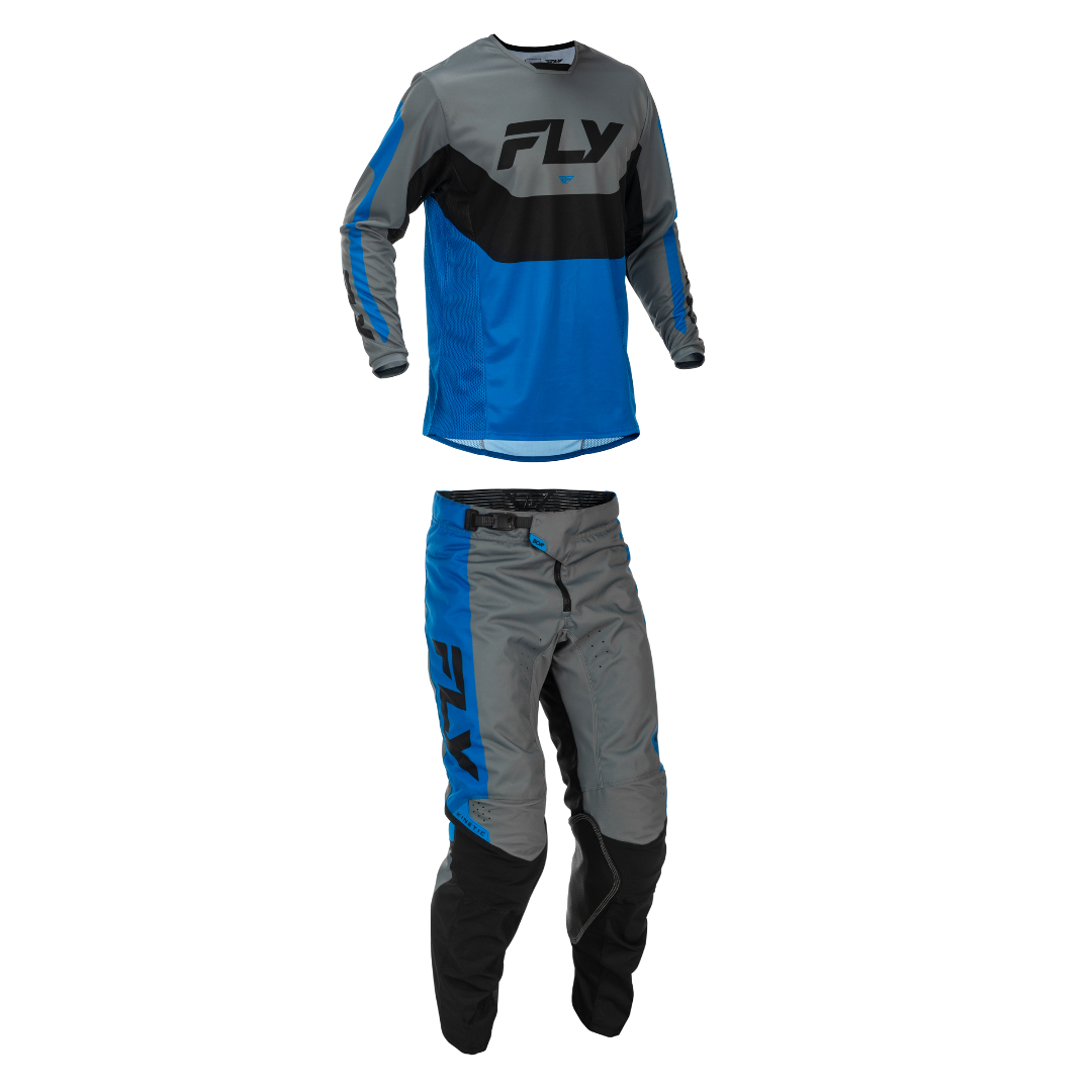FLY Racing 2026 Kinetic Full Kit (Blue/Grey/Black)