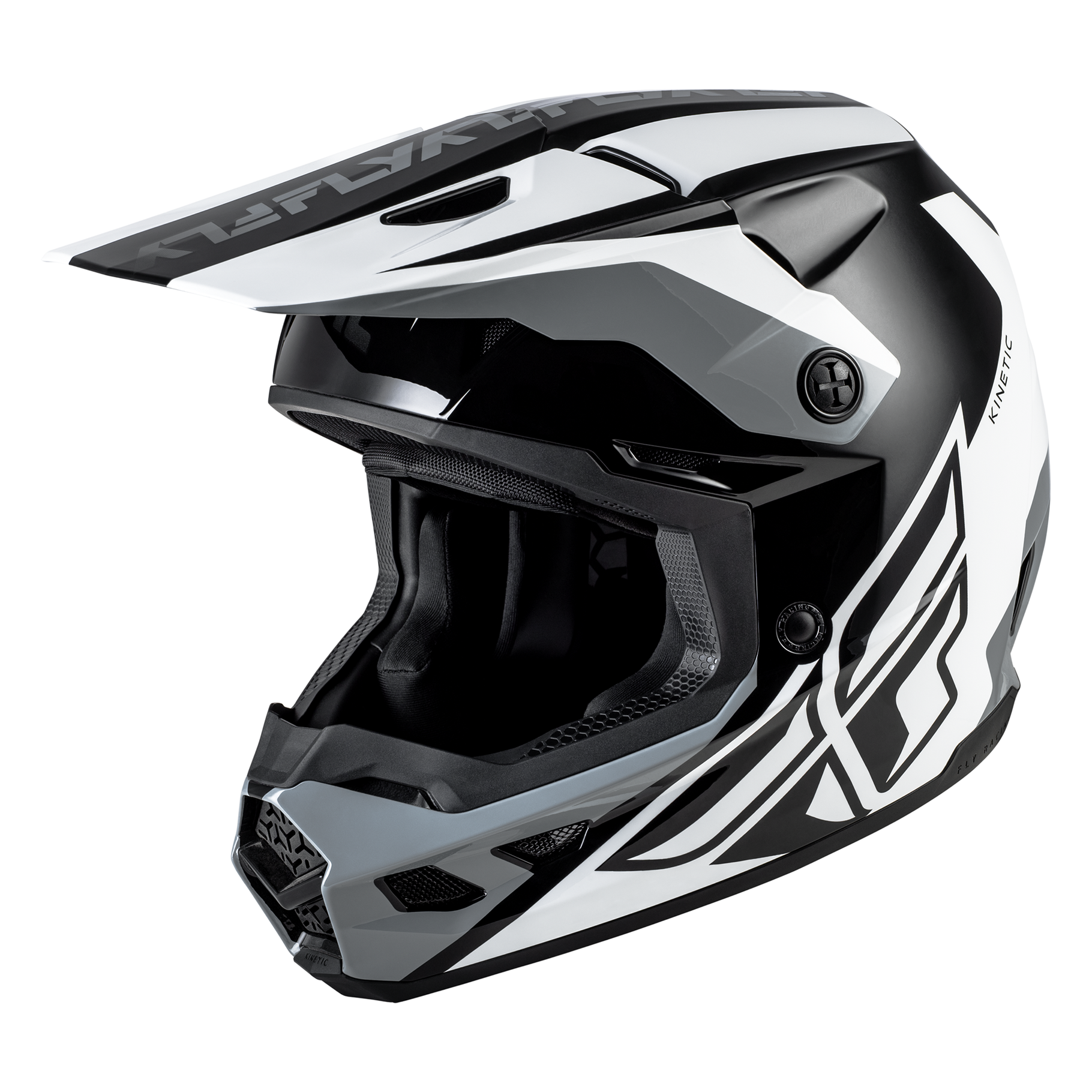 FLY Racing 2026 Kinetic Crest Helmet (Black/White/Grey)