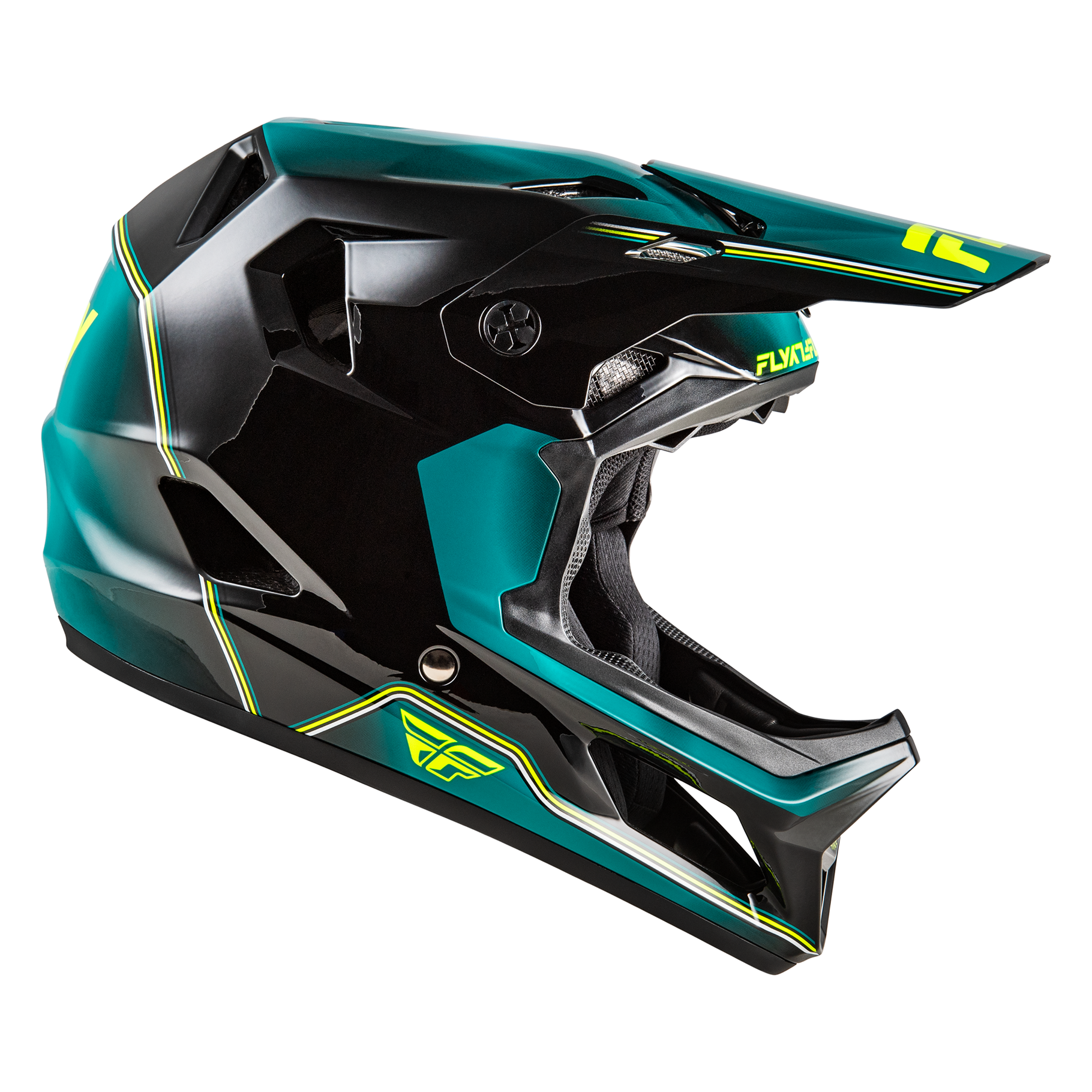 FLY Racing Rayce Youth Helmet (Black/Teal/Hivis)