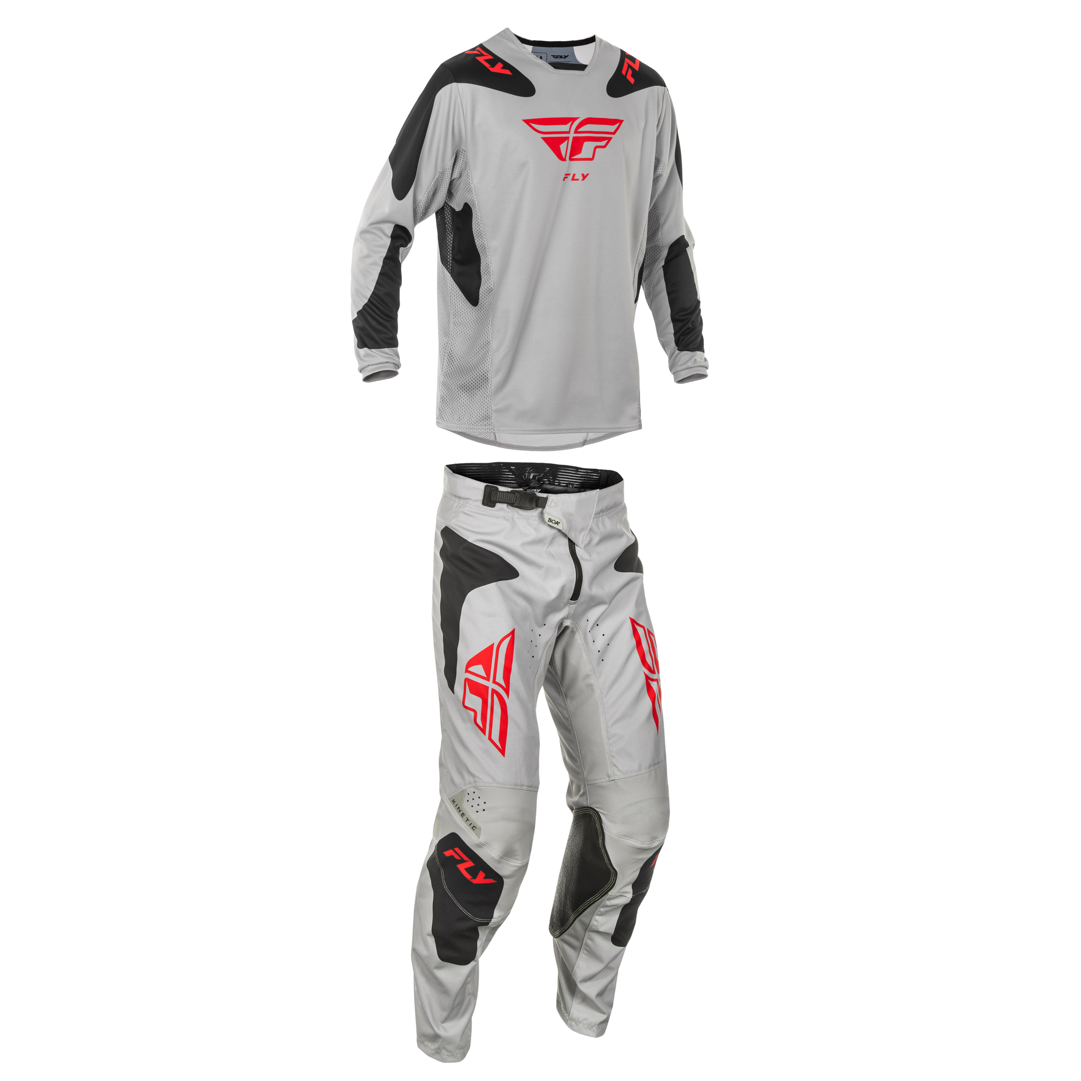 FLY Racing 2025 Kinetic SYM Kit (Light Grey/Red/Black)