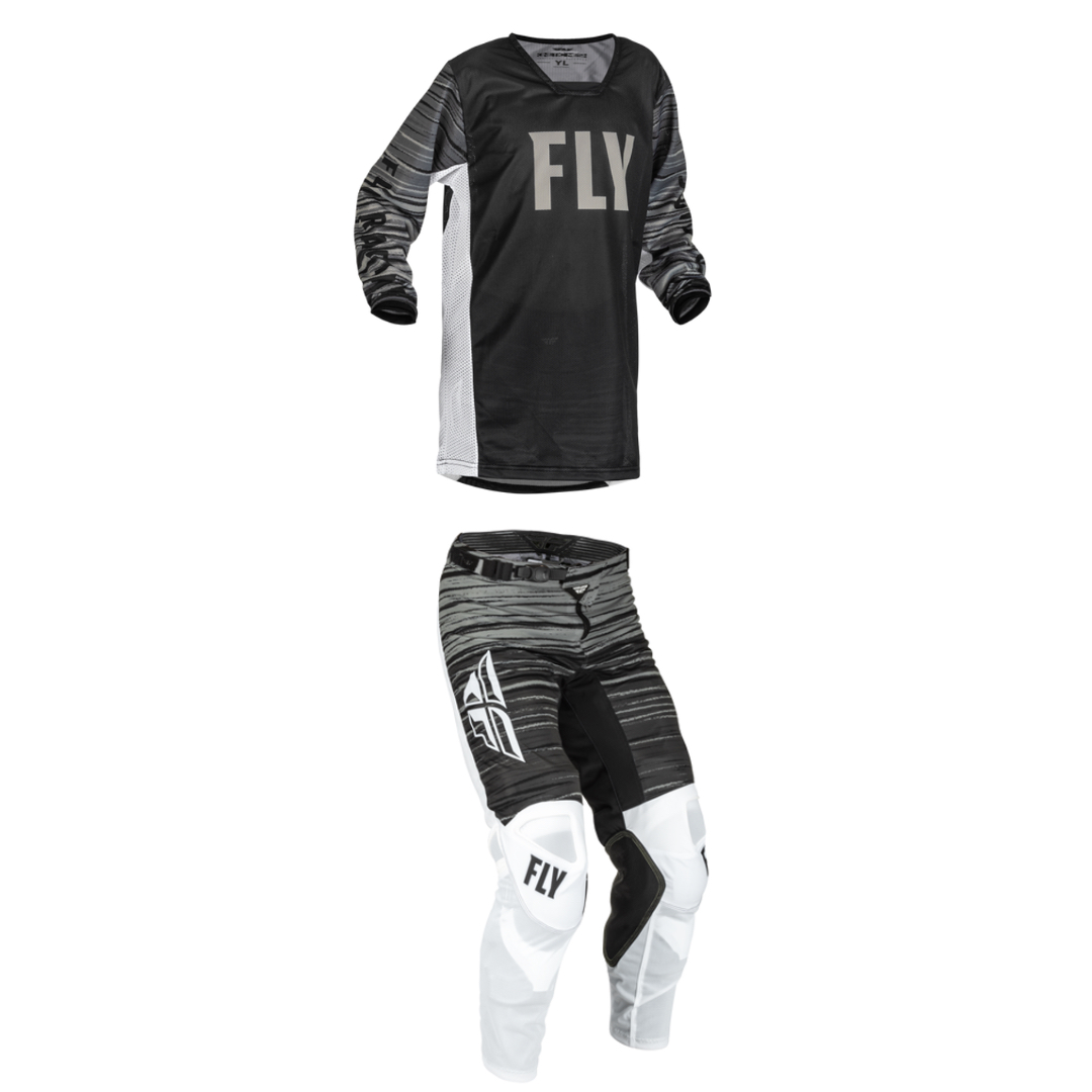 Fly Racing 2022.5 Kinetic Mesh Youth Full Kit (Black/White/Grey)