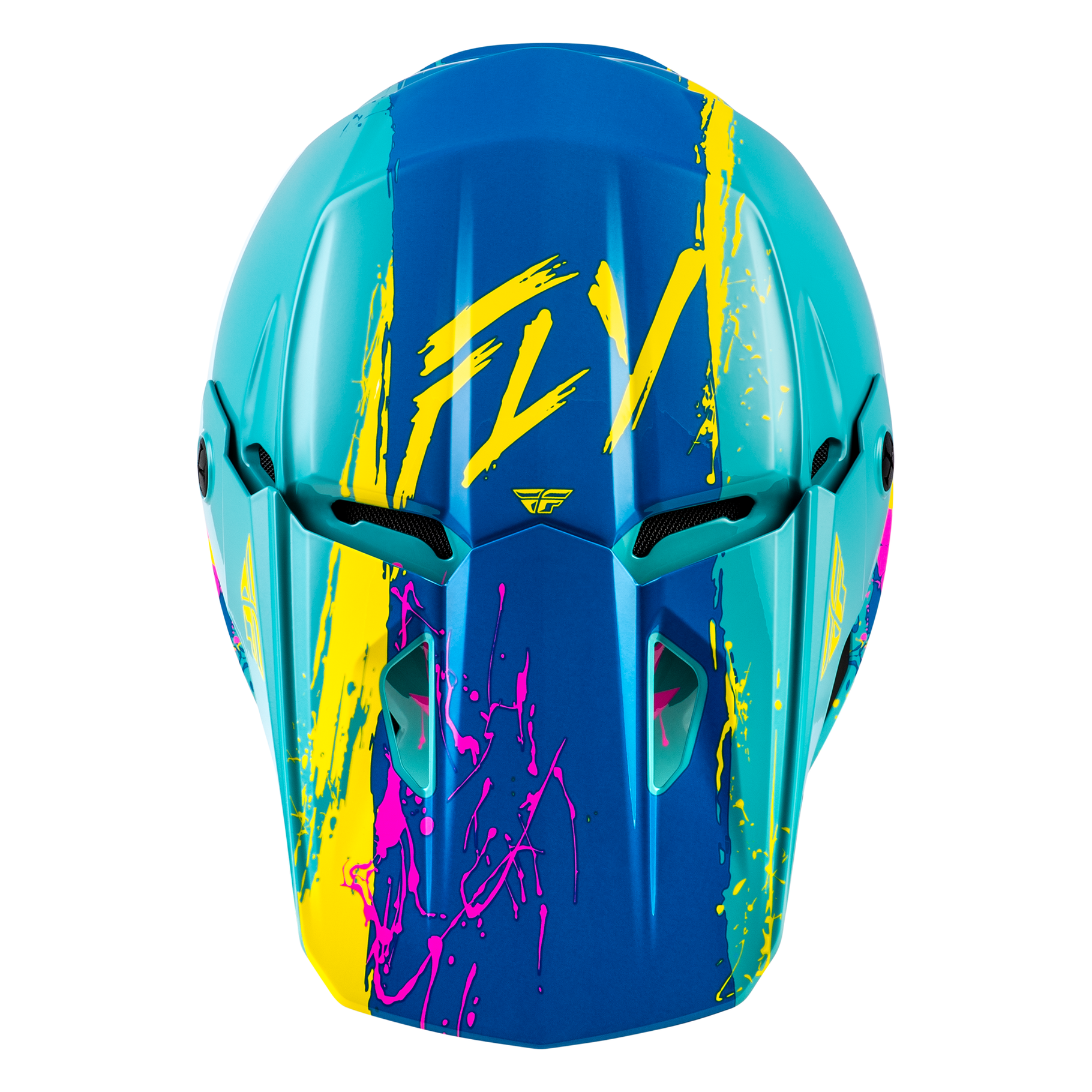 FLY Racing 2026 Kinetic Drip Youth Helmet (Turquoise/Pink/Yellow)