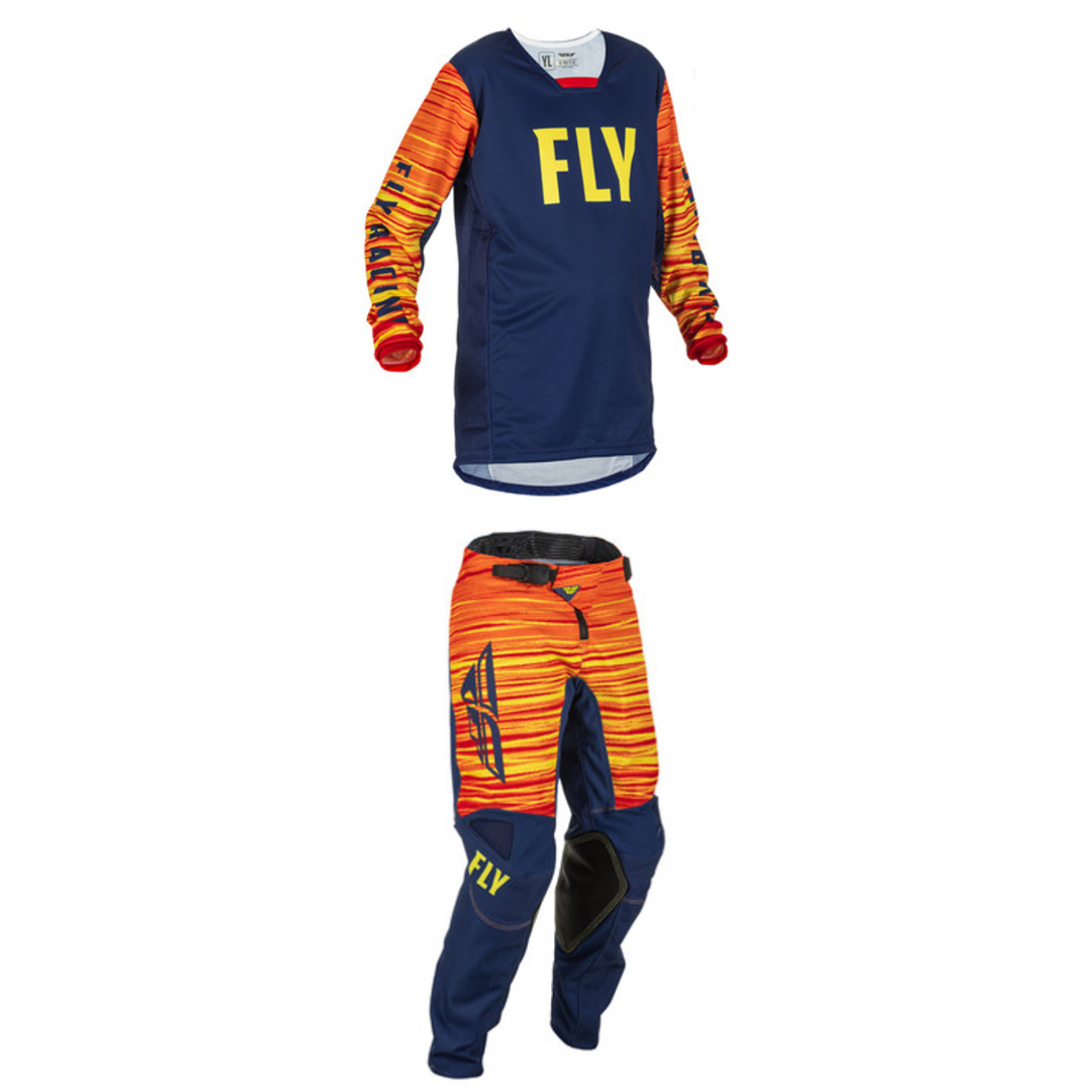 Fly Racing 2022 Kinetic Wave Youth Full Kit (Navy/Yellow/Red)