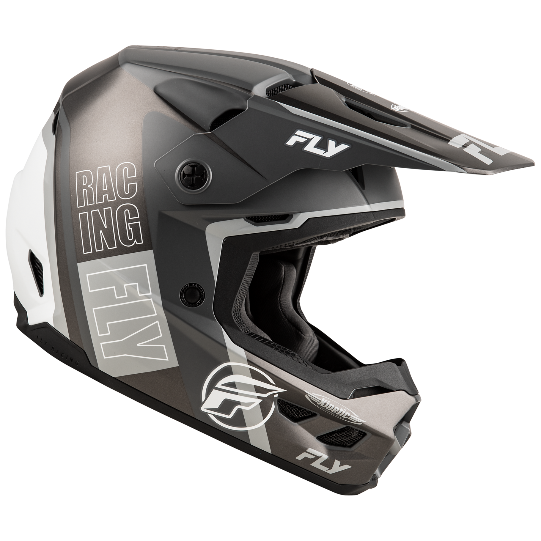 FLY Racing 2025 Kinetic Rally Helmet (Matt Grey/Black/White)