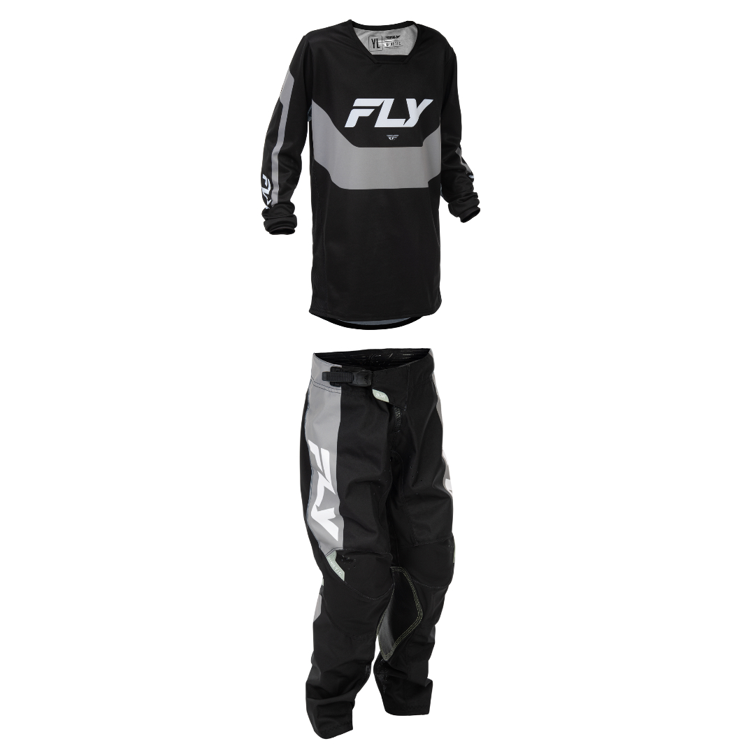 FLY Racing 2026 Kinetic Youth Full Kit (Black/Grey)