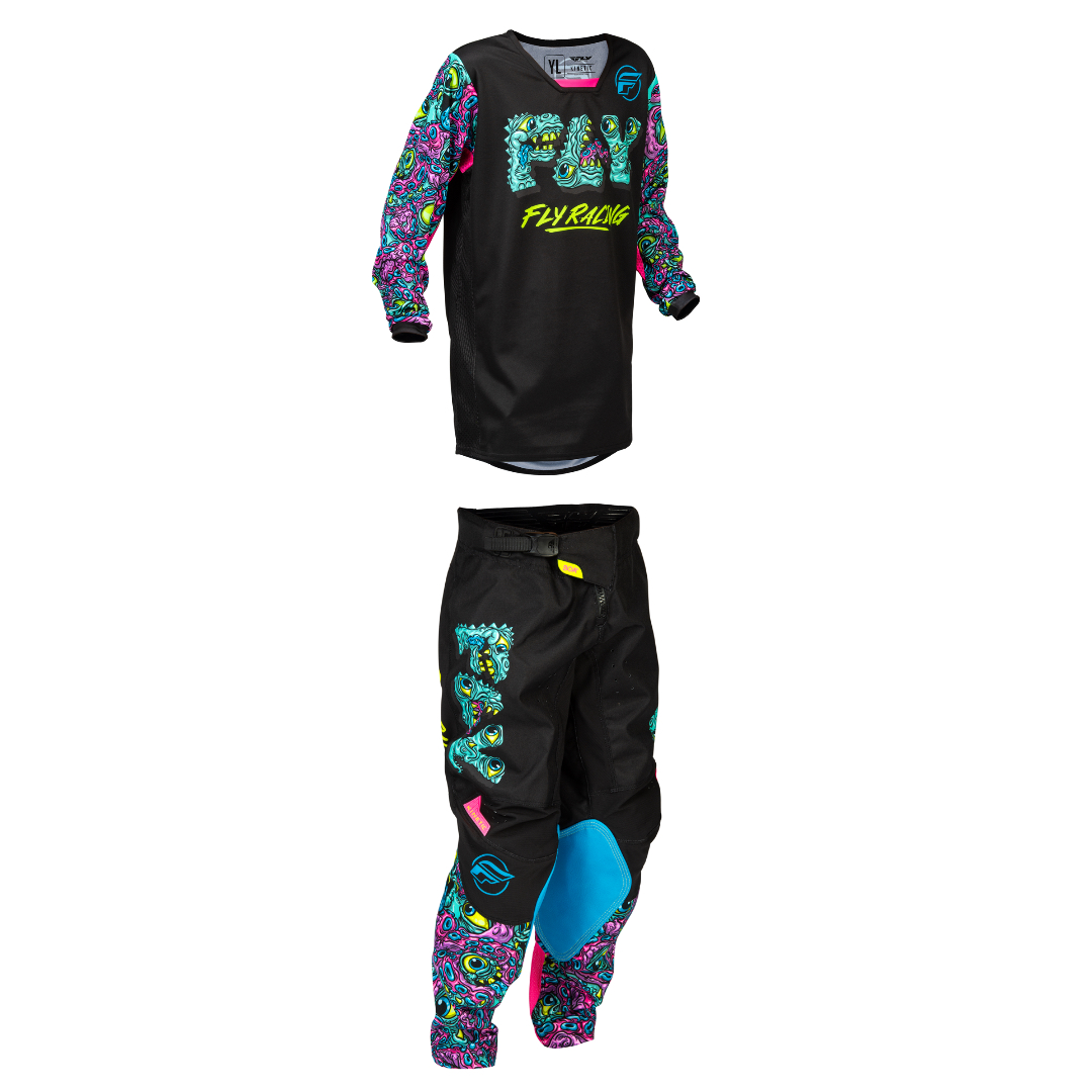FLY Racing 2026 Kinetic Mutant Youth Full Kit (Black/Multicoloured)