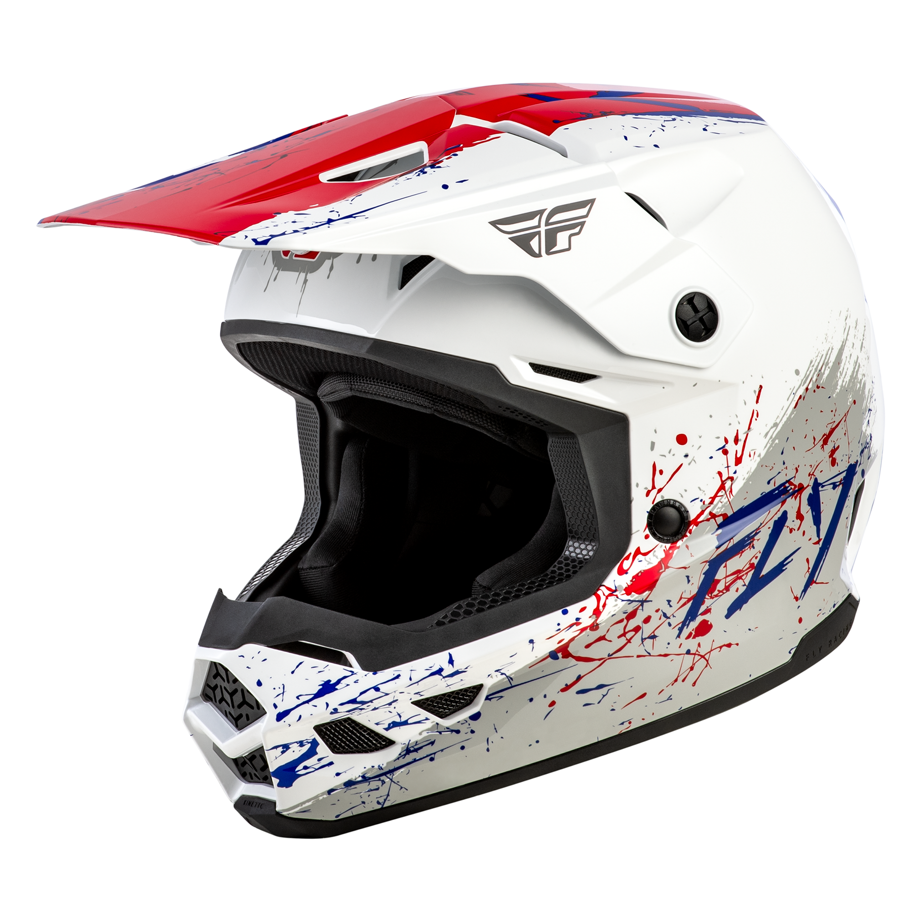 FLY Racing 2026 Kinetic Drip Youth Helmet (Red/White/Blue)