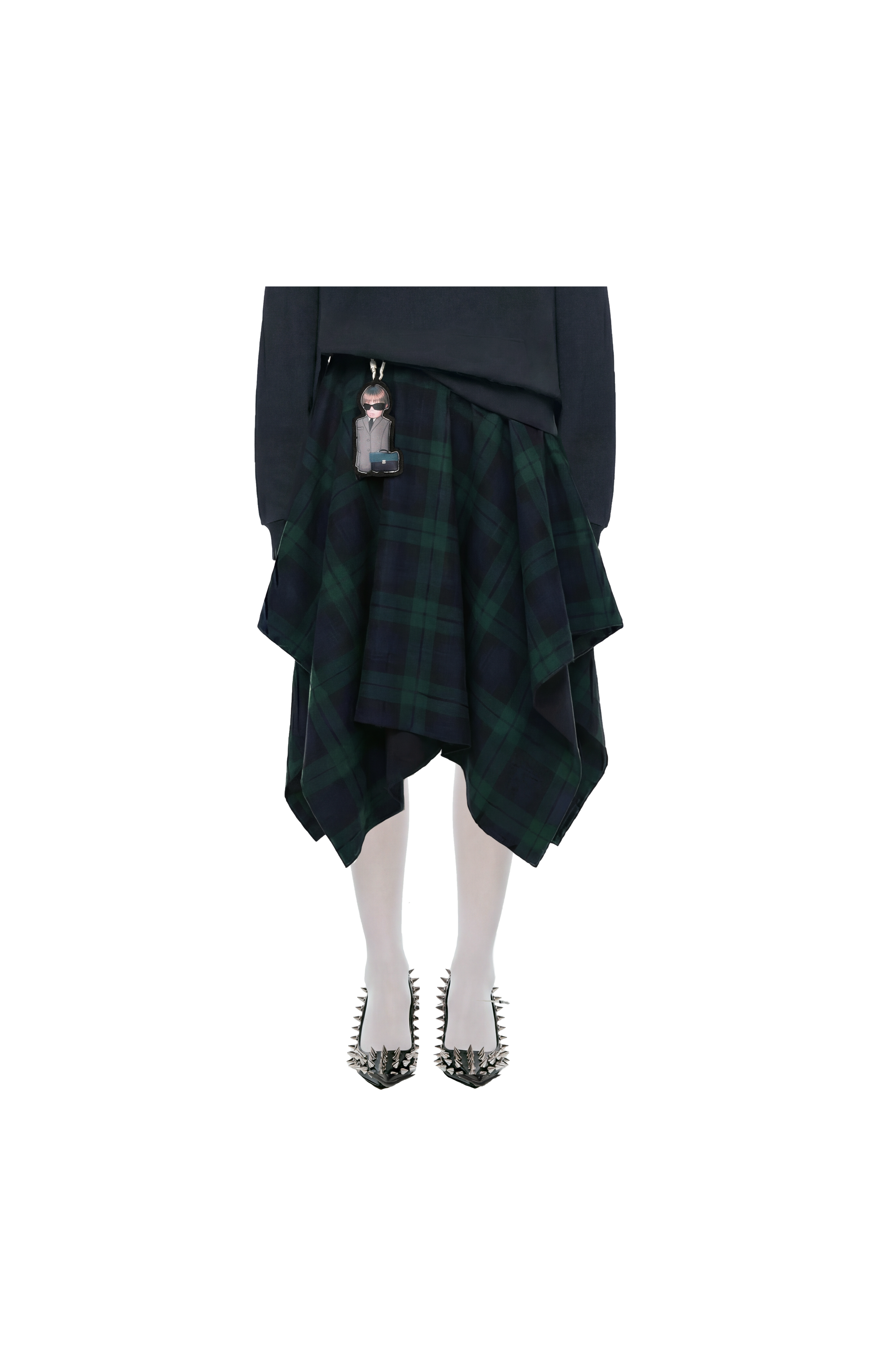 "Royal" Asymmetric Tartan Skirt