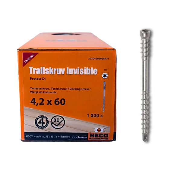 Heco Invisible - Medsraigčiai terasai (4.2 x 60 mm) (1000 vnt.) C4