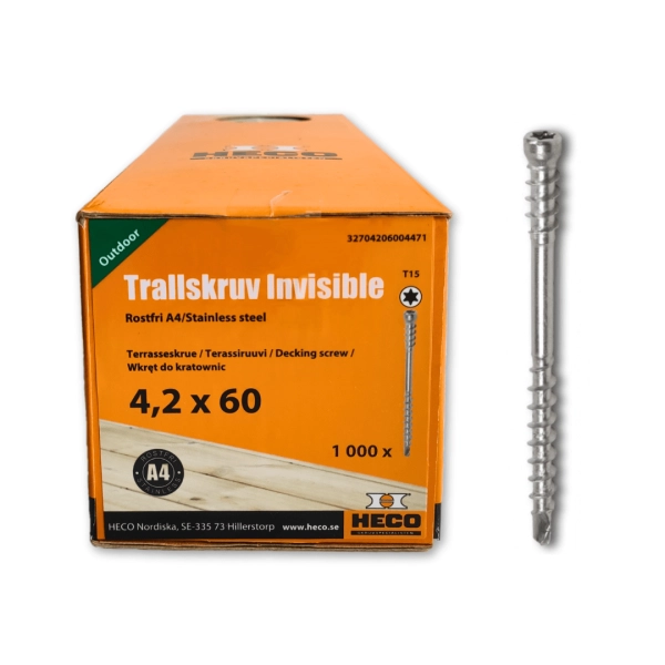 Heco Invisible - medsraigčiai terasai (4.2 x 60 mm) (1000 vnt.) A4