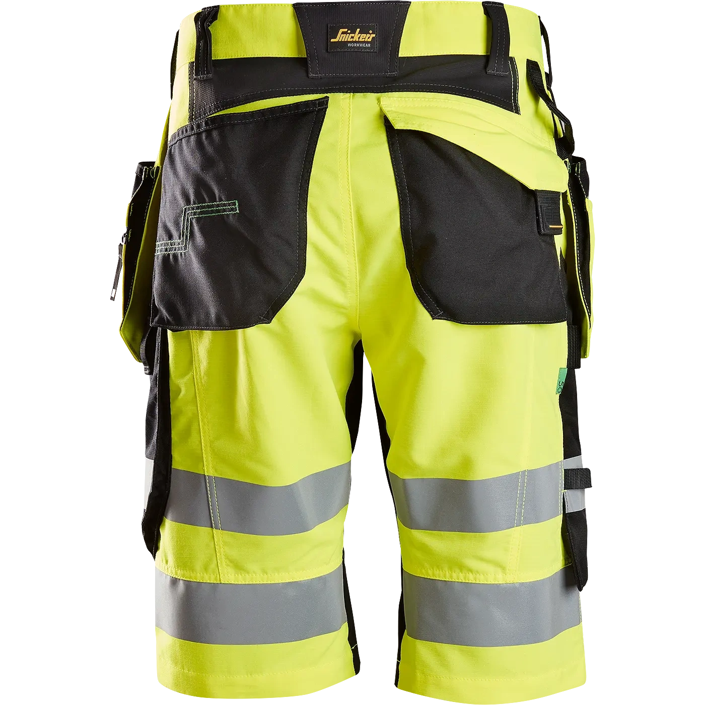 Darbiniai šortai su kabančiomis kišenėmis Snickers Workwear FlexiWork Hi-Vis