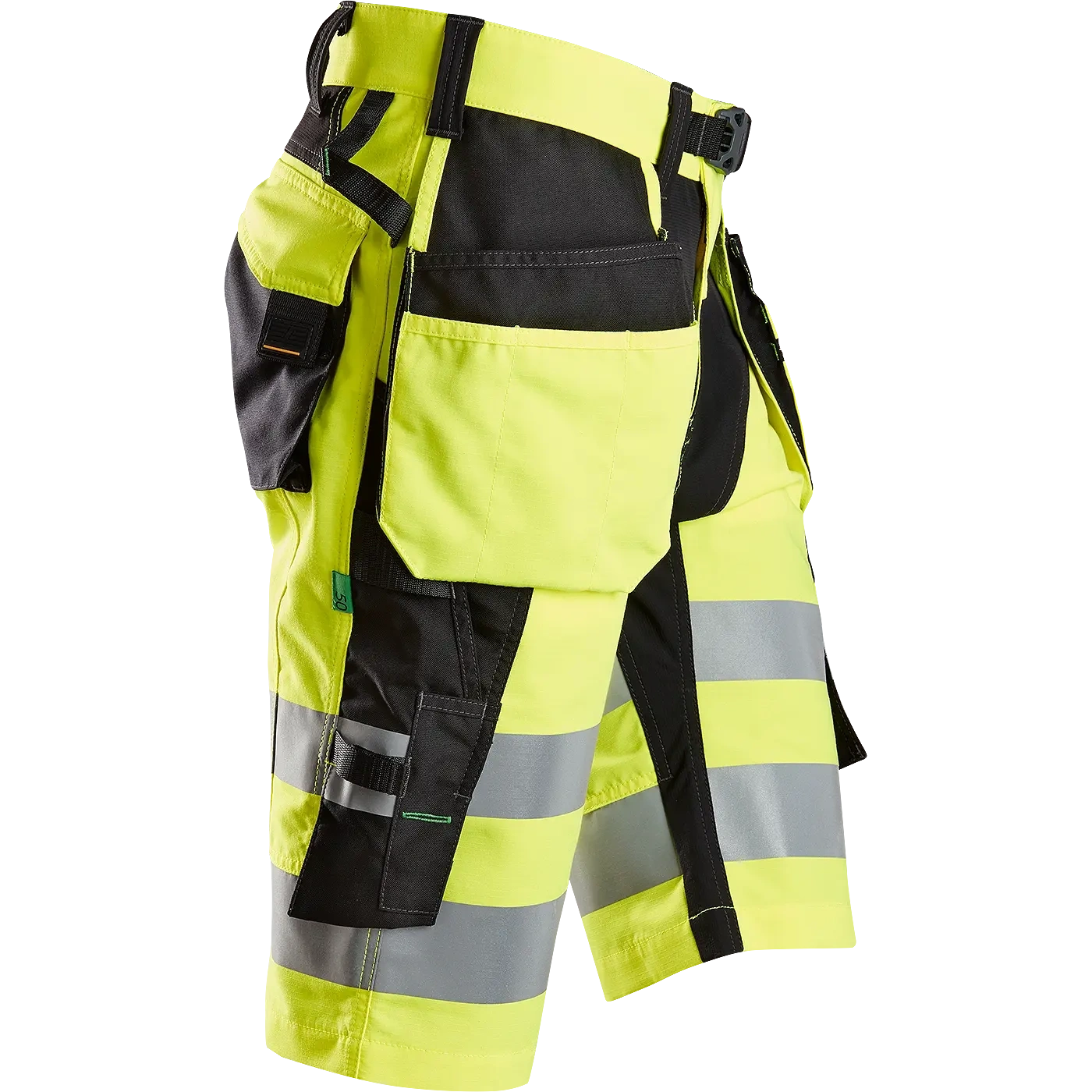 Darbiniai šortai su kabančiomis kišenėmis Snickers Workwear FlexiWork Hi-Vis