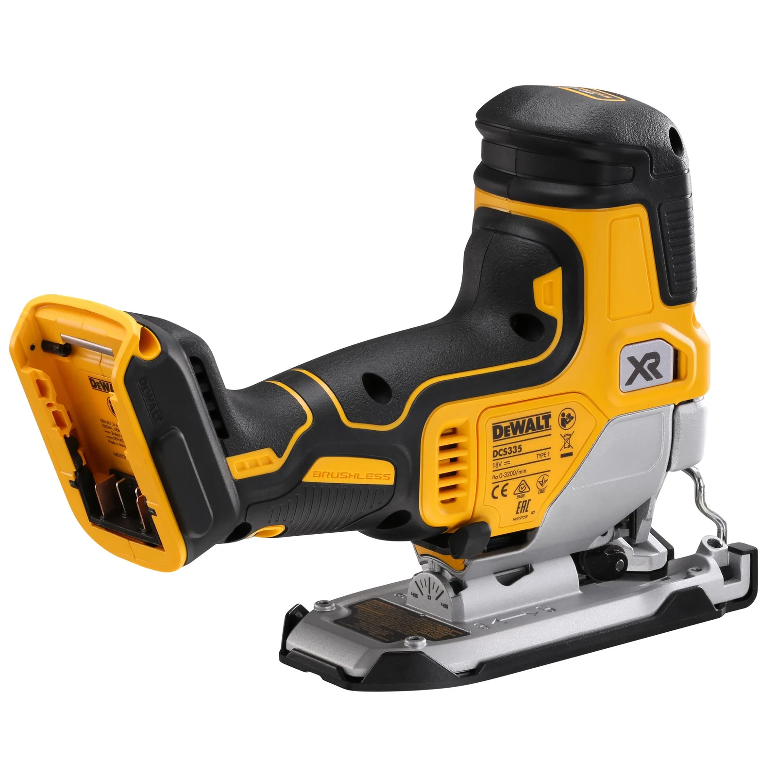 Akumuliatorinis siaurapjūklis DeWALT DCS335N, 18V