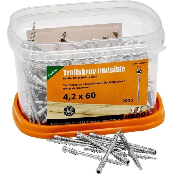 HECO Invisible - Medsraigčiai terasai (4.2 x 60 mm) (200 vnt.) A4