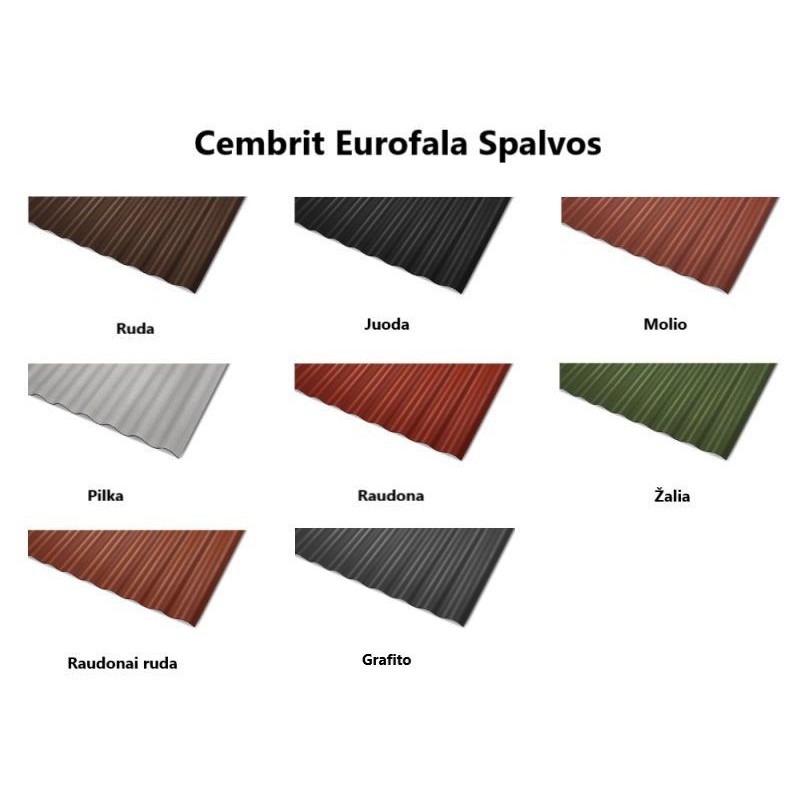 Šiferis Cembrit EuroFala CO/HO, kirsti kampai, 625x1150mm (įv.spalvos)