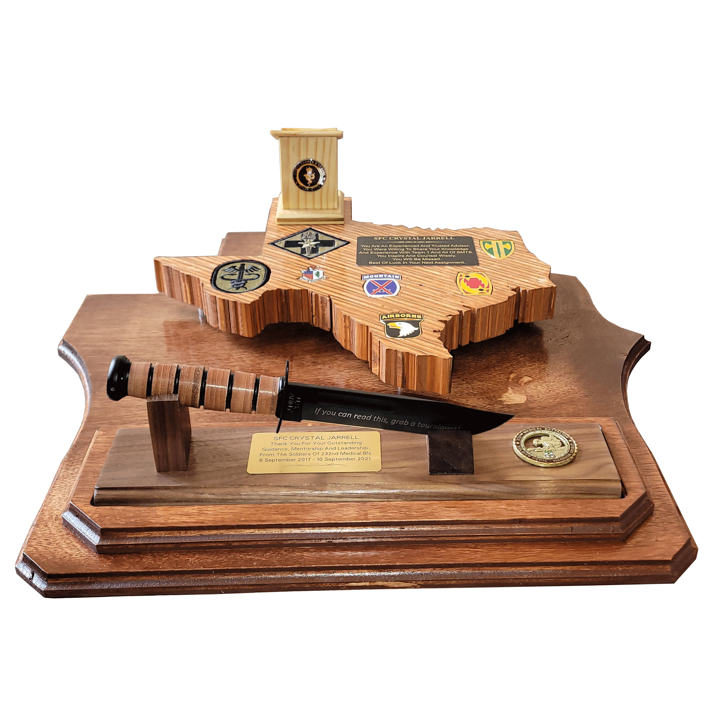 TEXAS-THEMED K-BAR DISPLAY MILITARY GIFT
