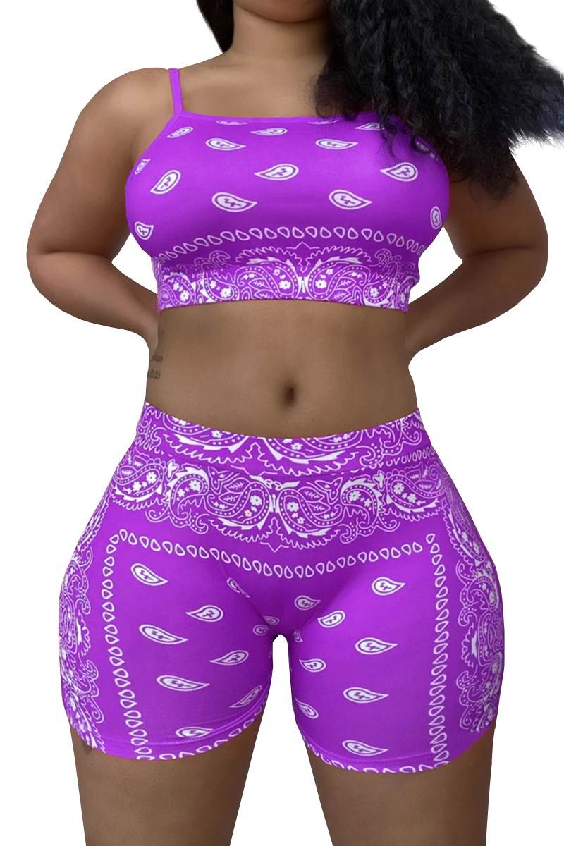 PAISLEY PRINT CROP TOP/SHORTS