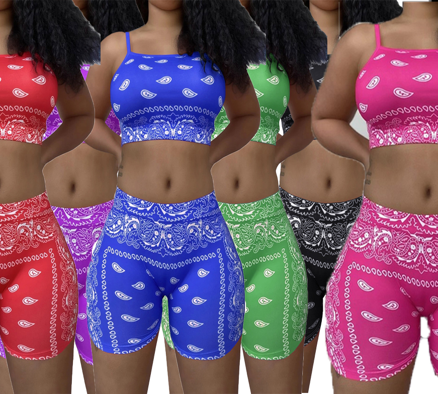 PAISLEY PRINT CROP TOP/SHORTS