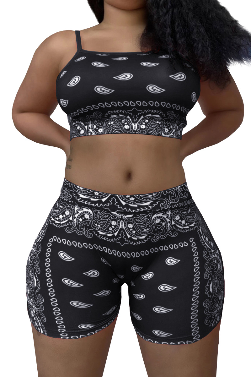 PAISLEY PRINT CROP TOP/SHORTS