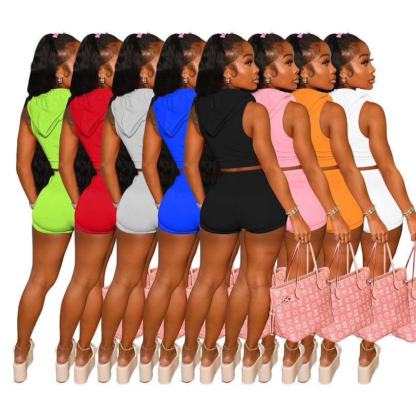 CROP TOP HOODIE (ZIPPER)/HOT PANTS