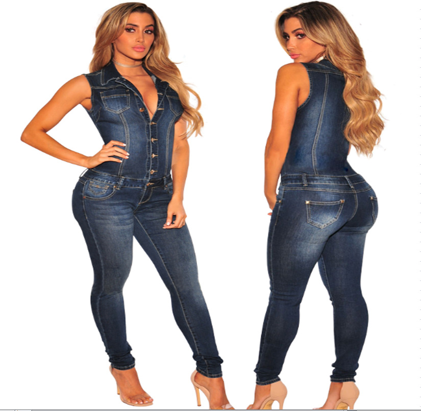 DENIM JUMPSUIT (SLEEVELESS)