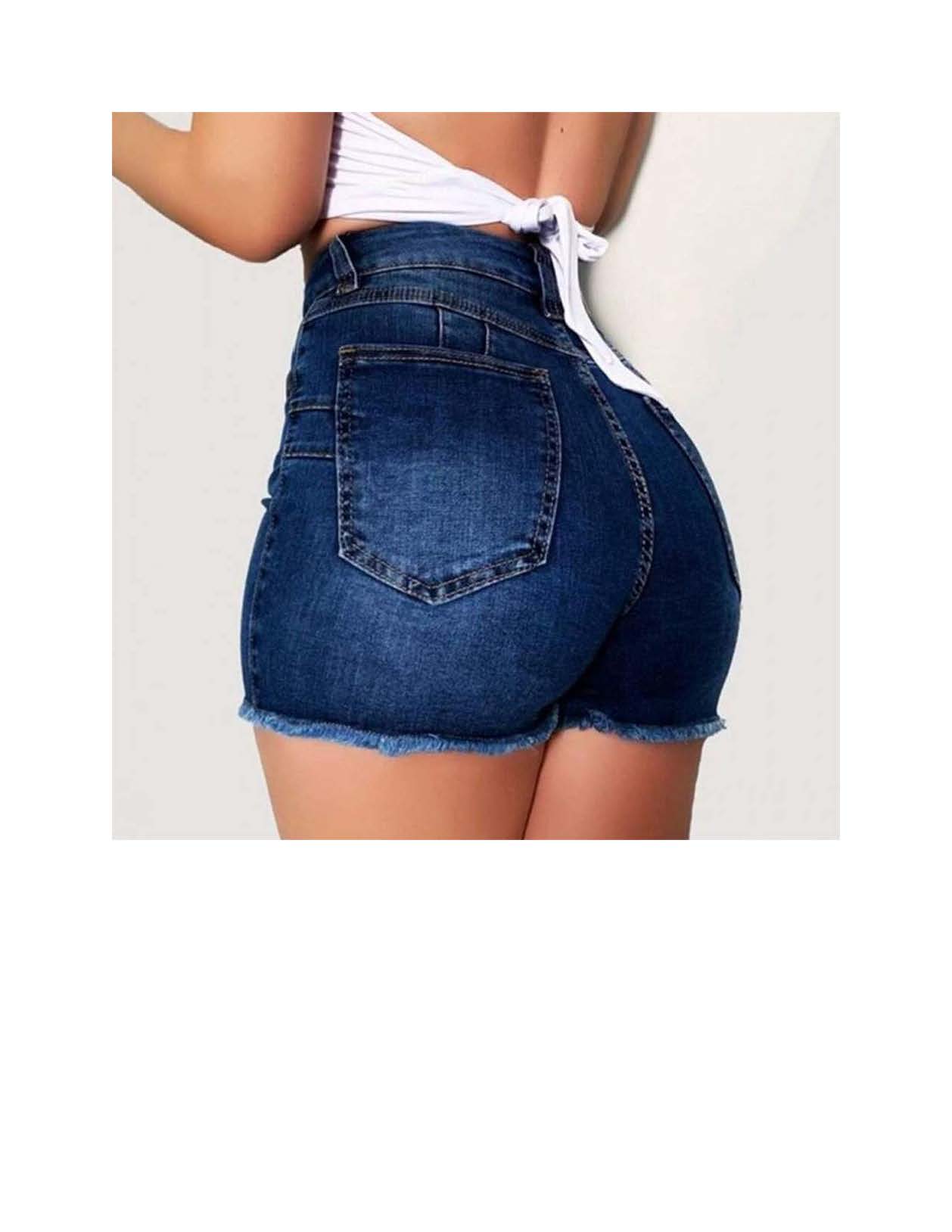 DENIM HIGH WAIST RIPPED SHORTS
