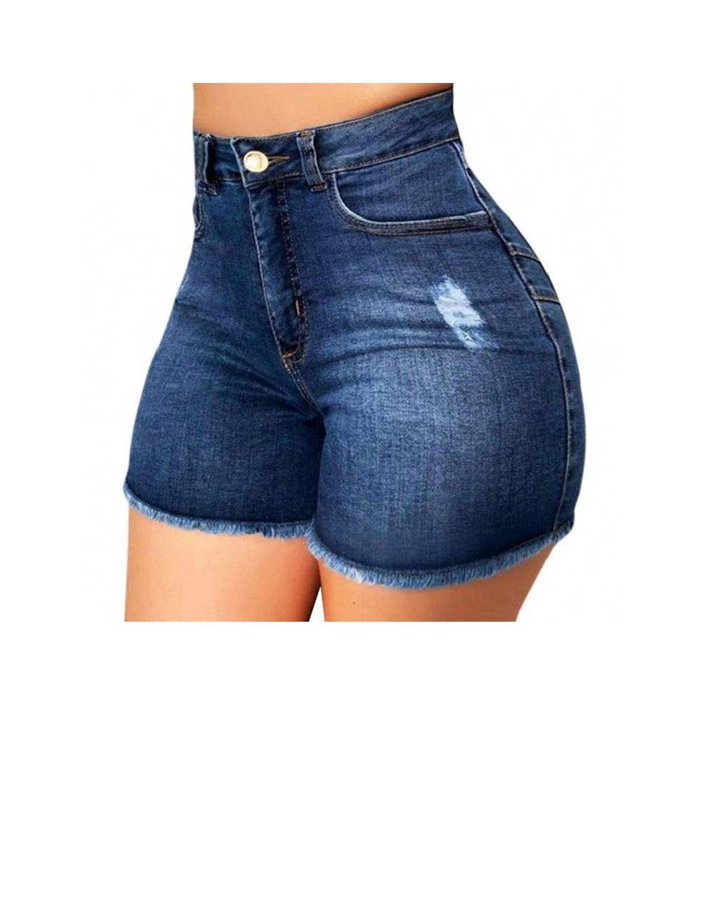 DENIM HIGH WAIST RIPPED SHORTS