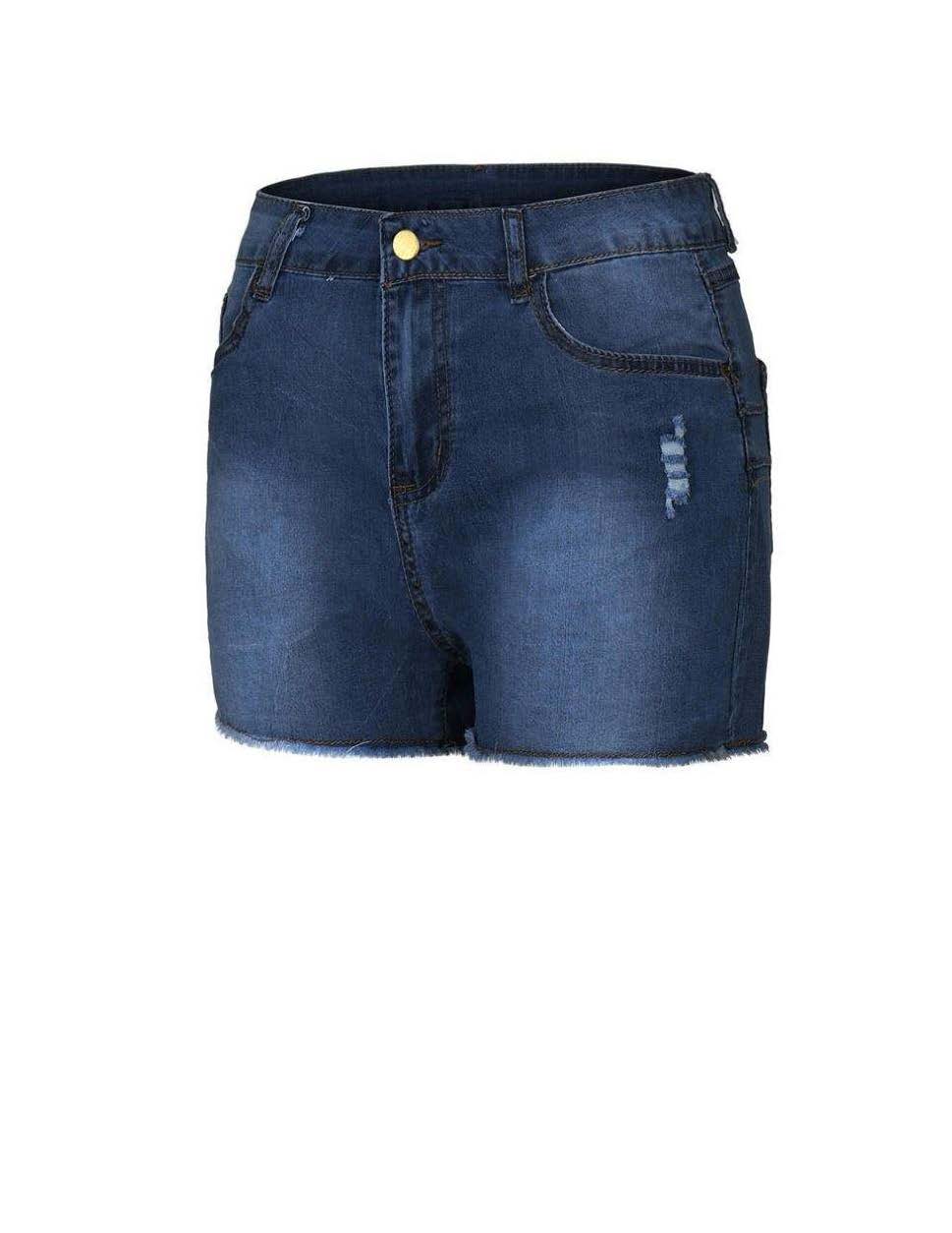 DENIM HIGH WAIST RIPPED SHORTS