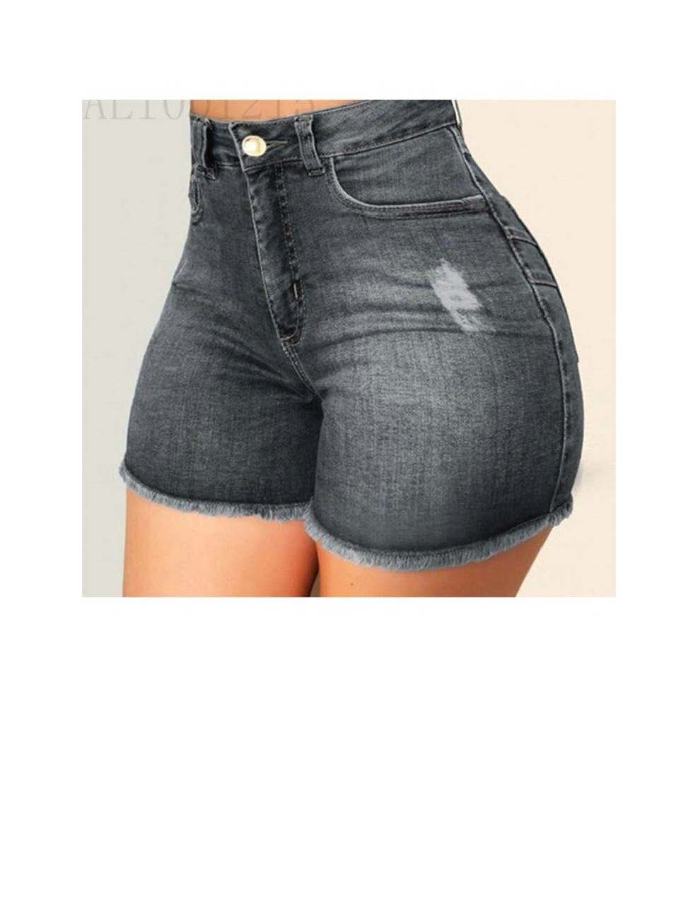 DENIM HIGH WAIST RIPPED SHORTS