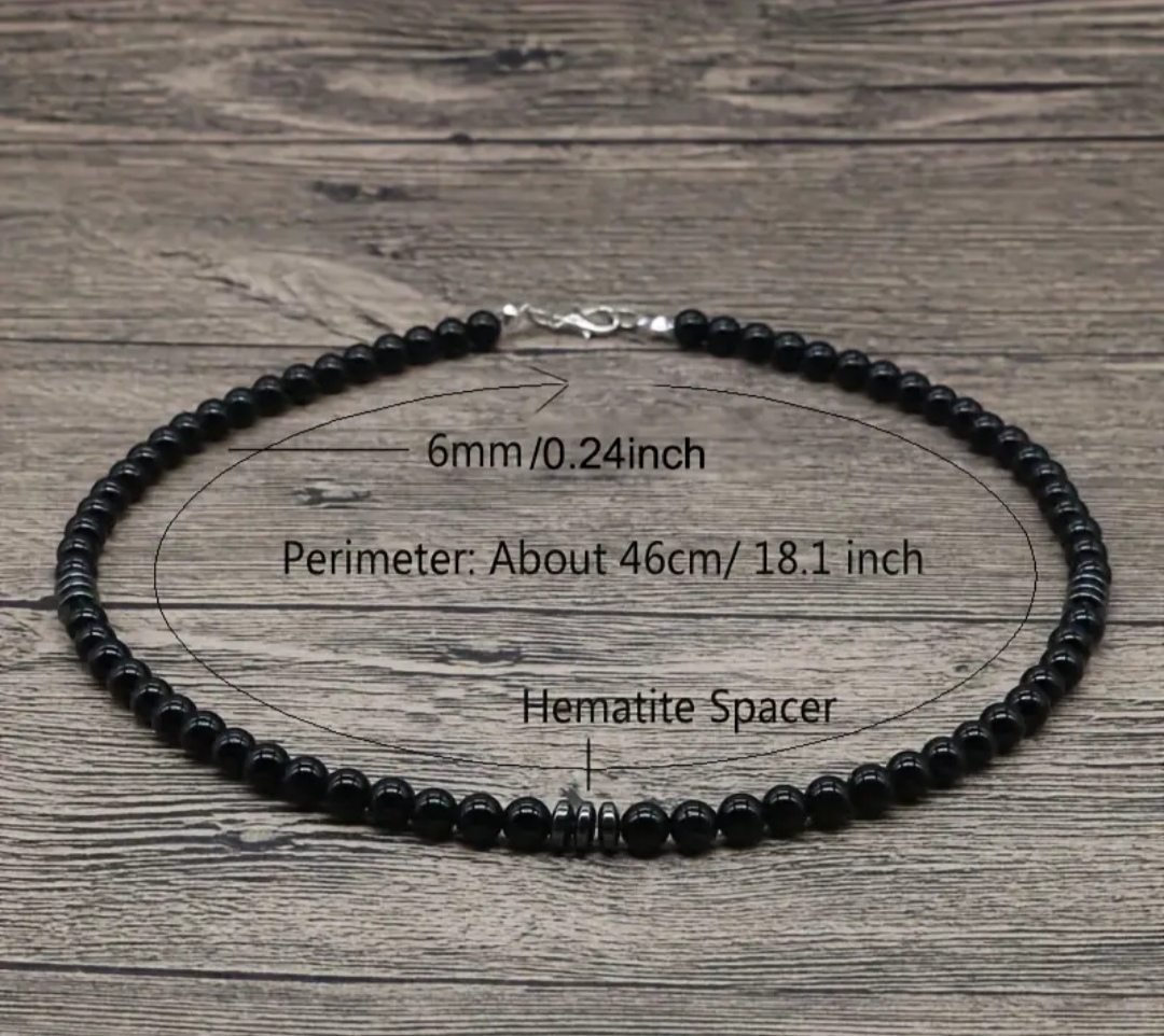 BLACK AGATE BEAD NECKLACE
