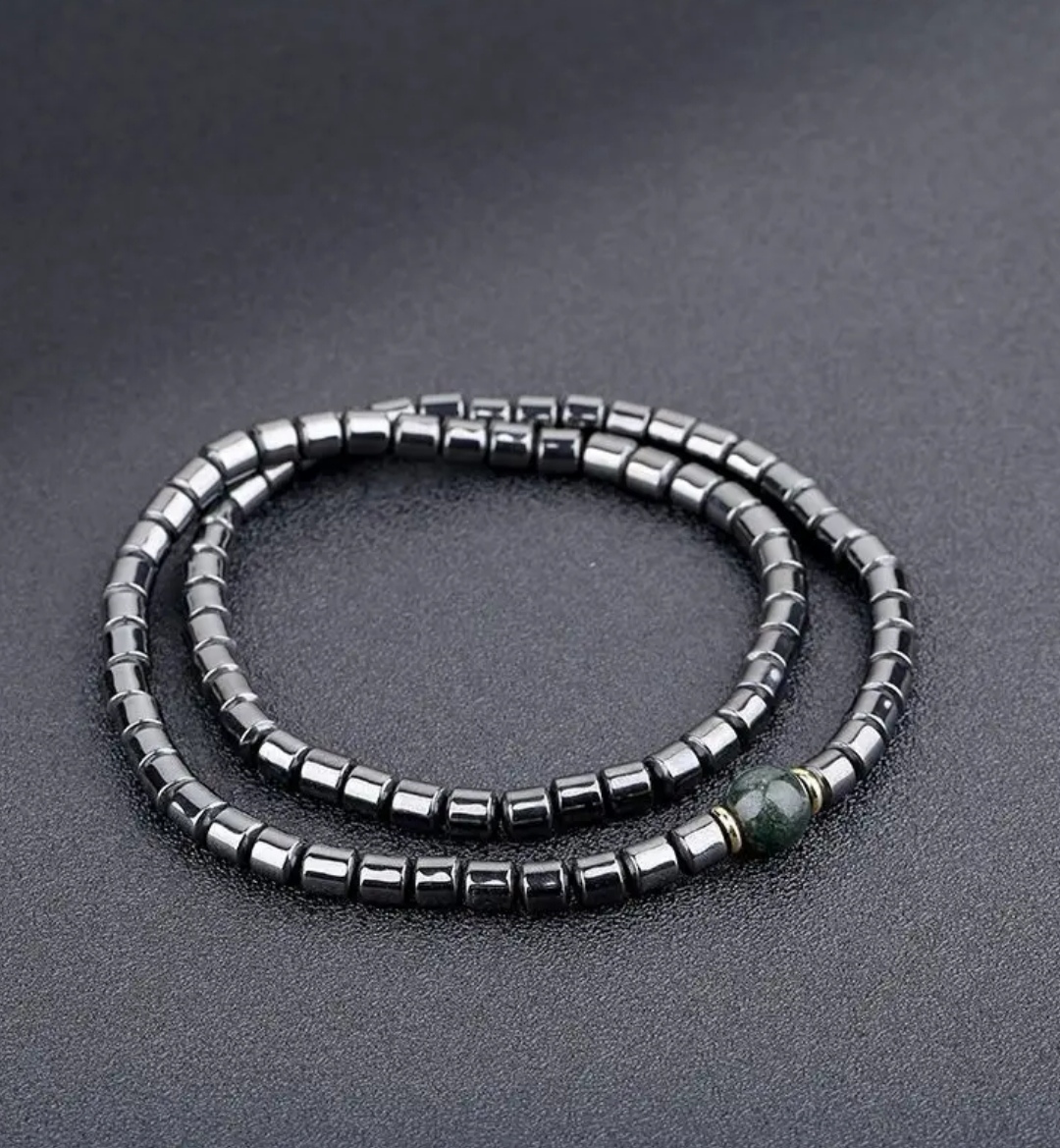 TERAHERTZ & JADE STONE BEAD NECKLACE