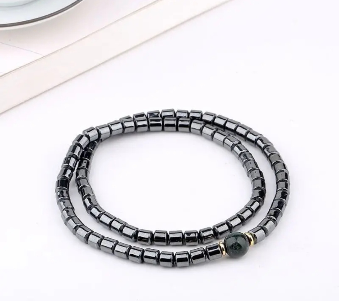 TERAHERTZ & JADE STONE BEAD NECKLACE