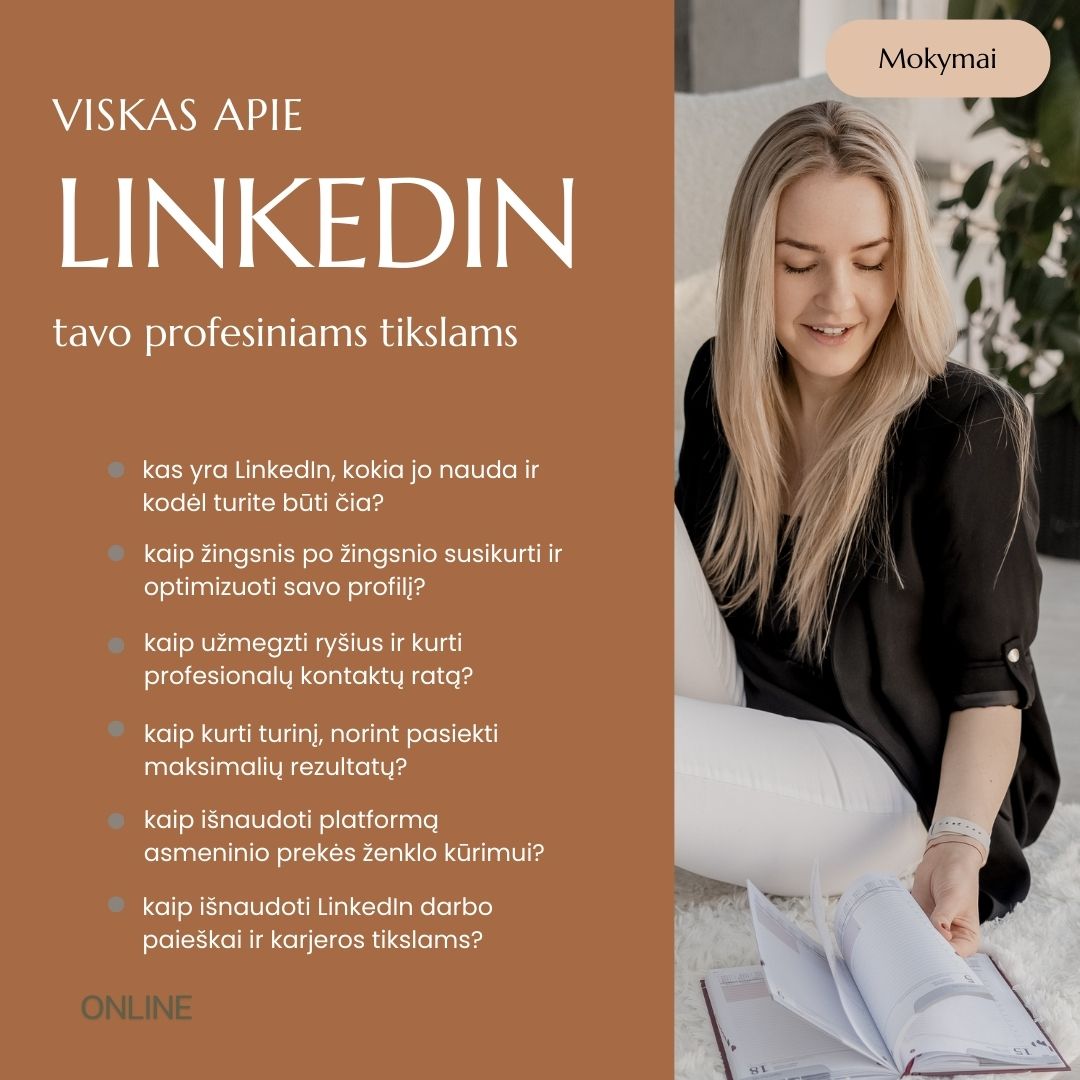 MOKYMAI ,,Viskas apie LINKEDIN tavo profesiniams tikslams" + dovana