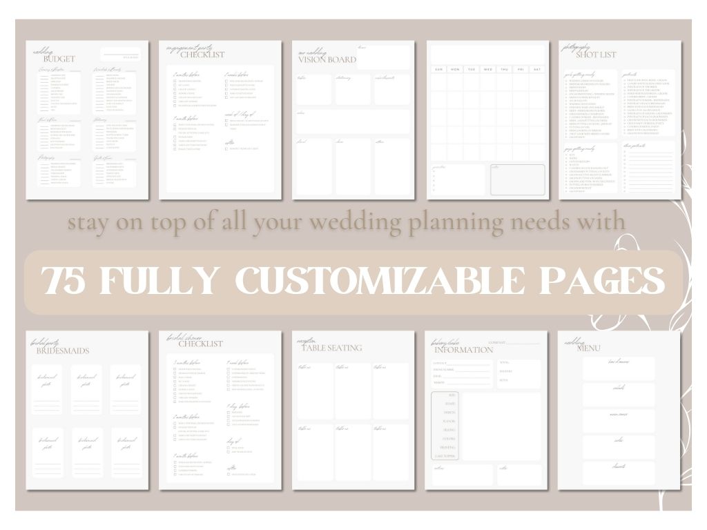The Ultimate Custom Wedding planner - A4 size Instant Download, US Letter/A4 Canva Template