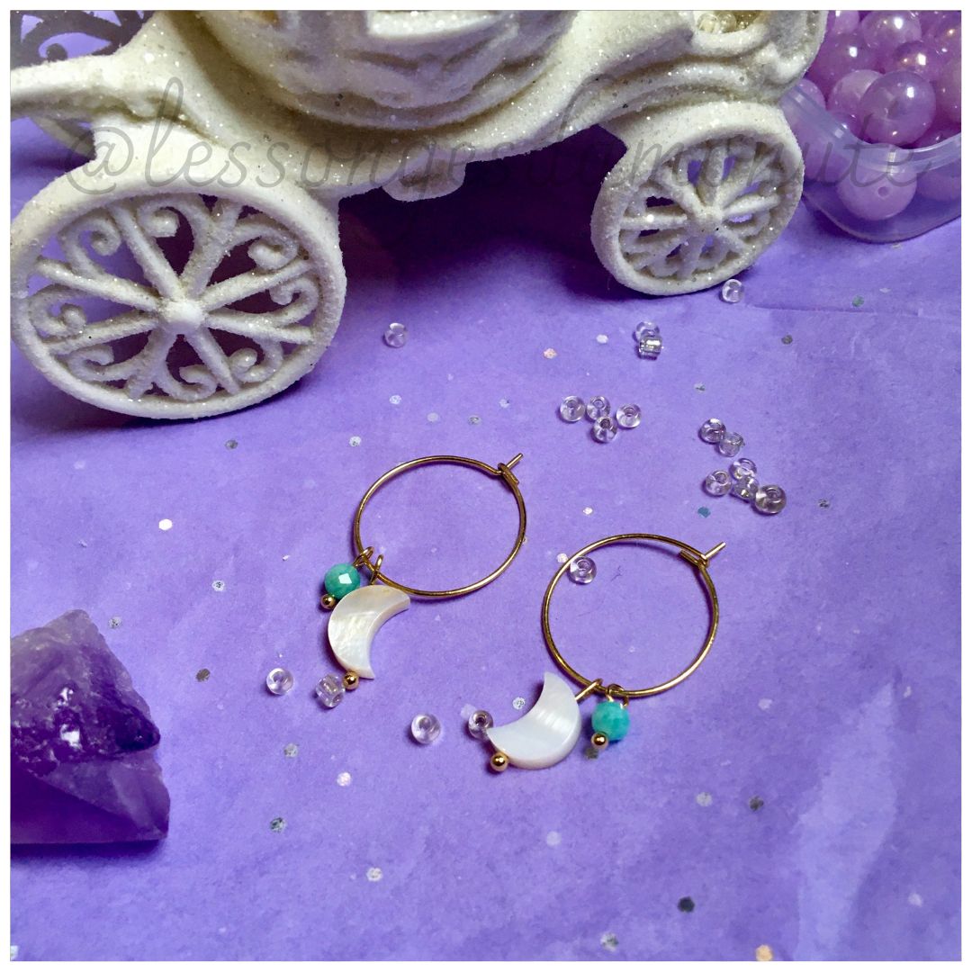 Boucles d’oreilles Croissant : amazonite
