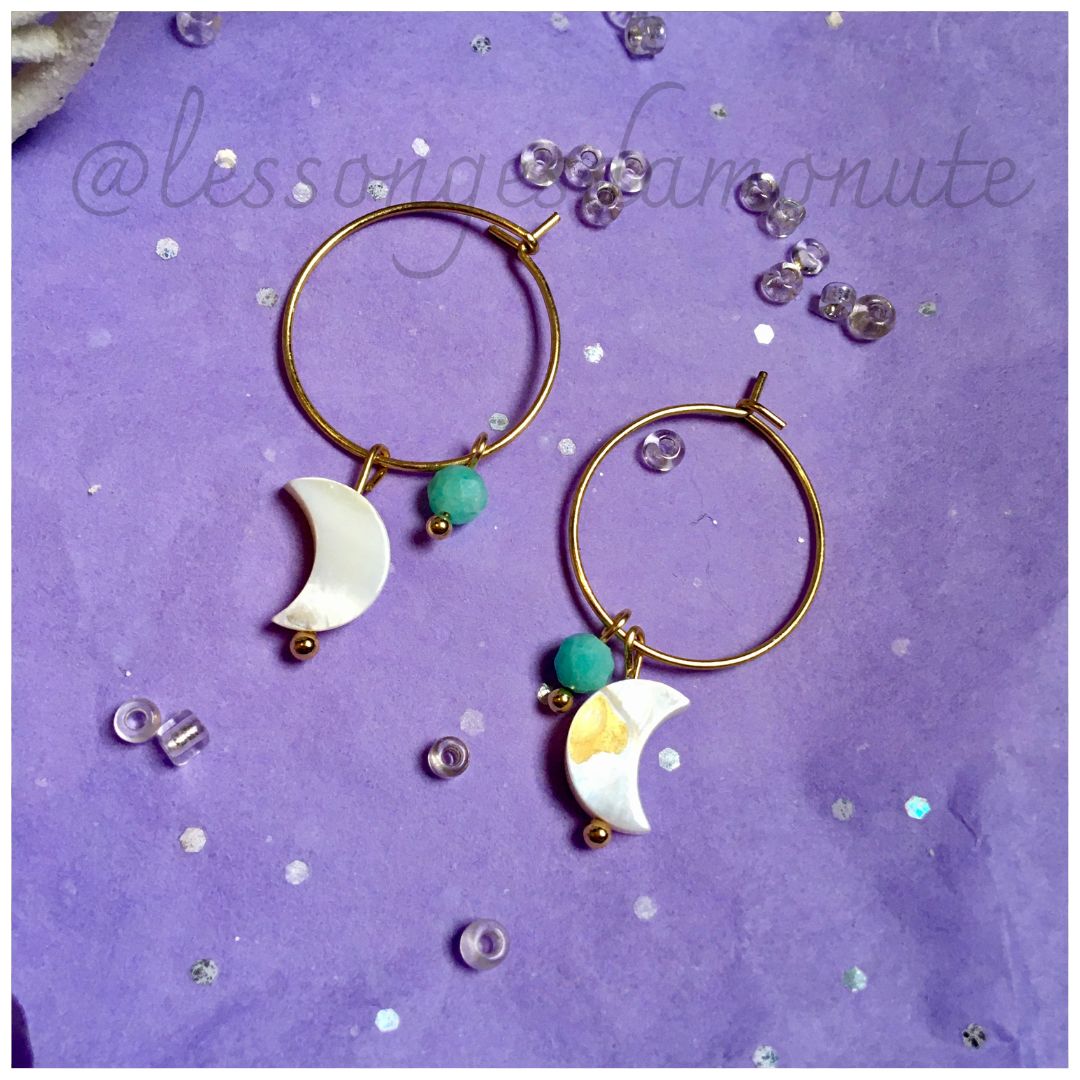 Boucles d’oreilles Croissant : amazonite