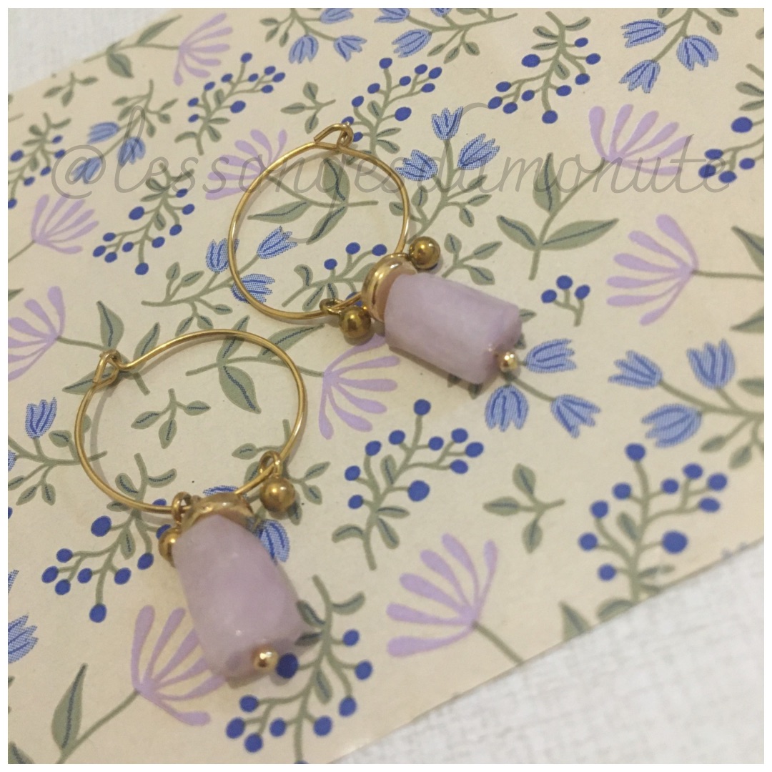 Boucles d’oreilles Lanternes : kunzite lilas