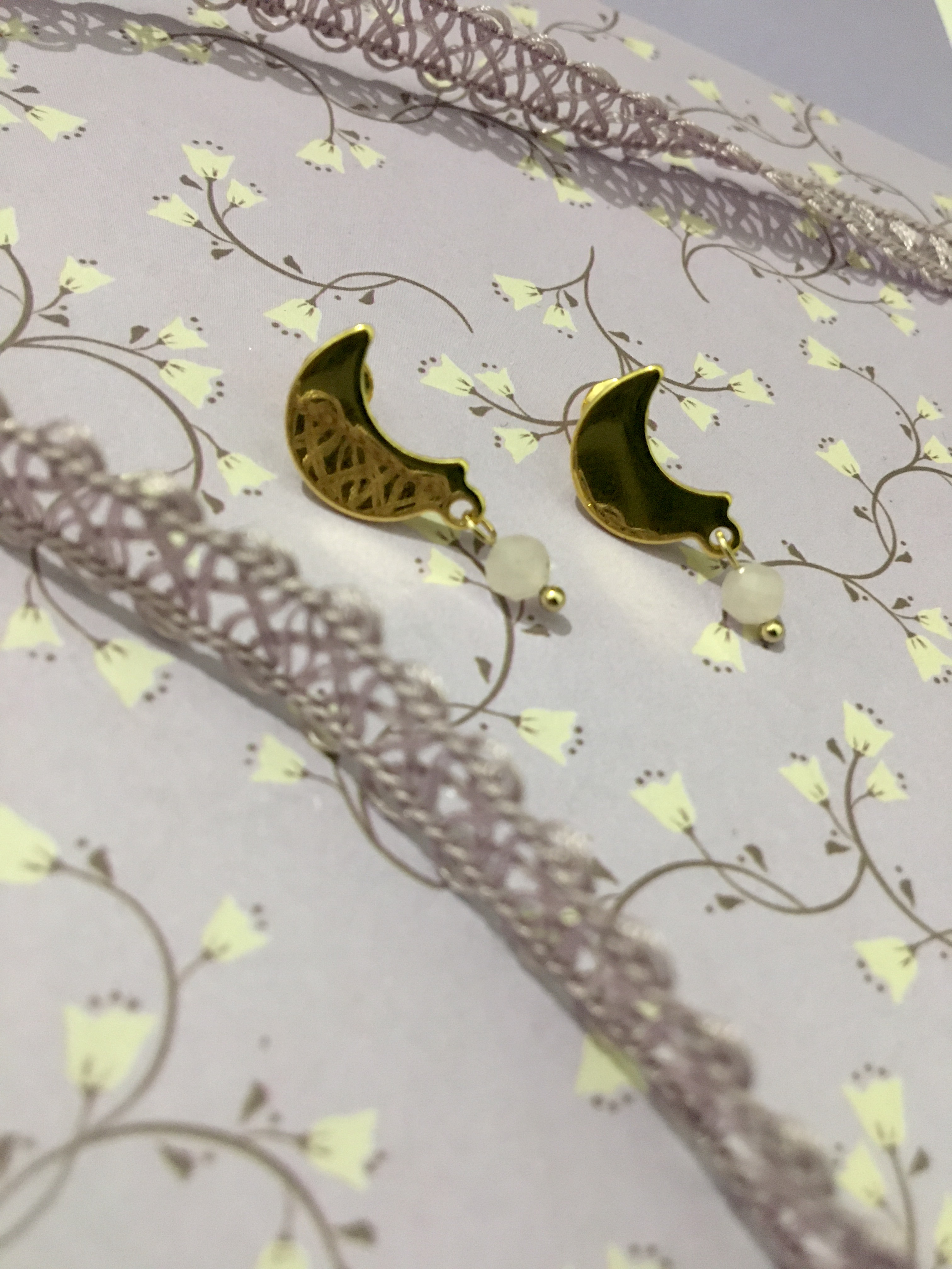 Boucles d’oreilles Lune d’hiver : morganite