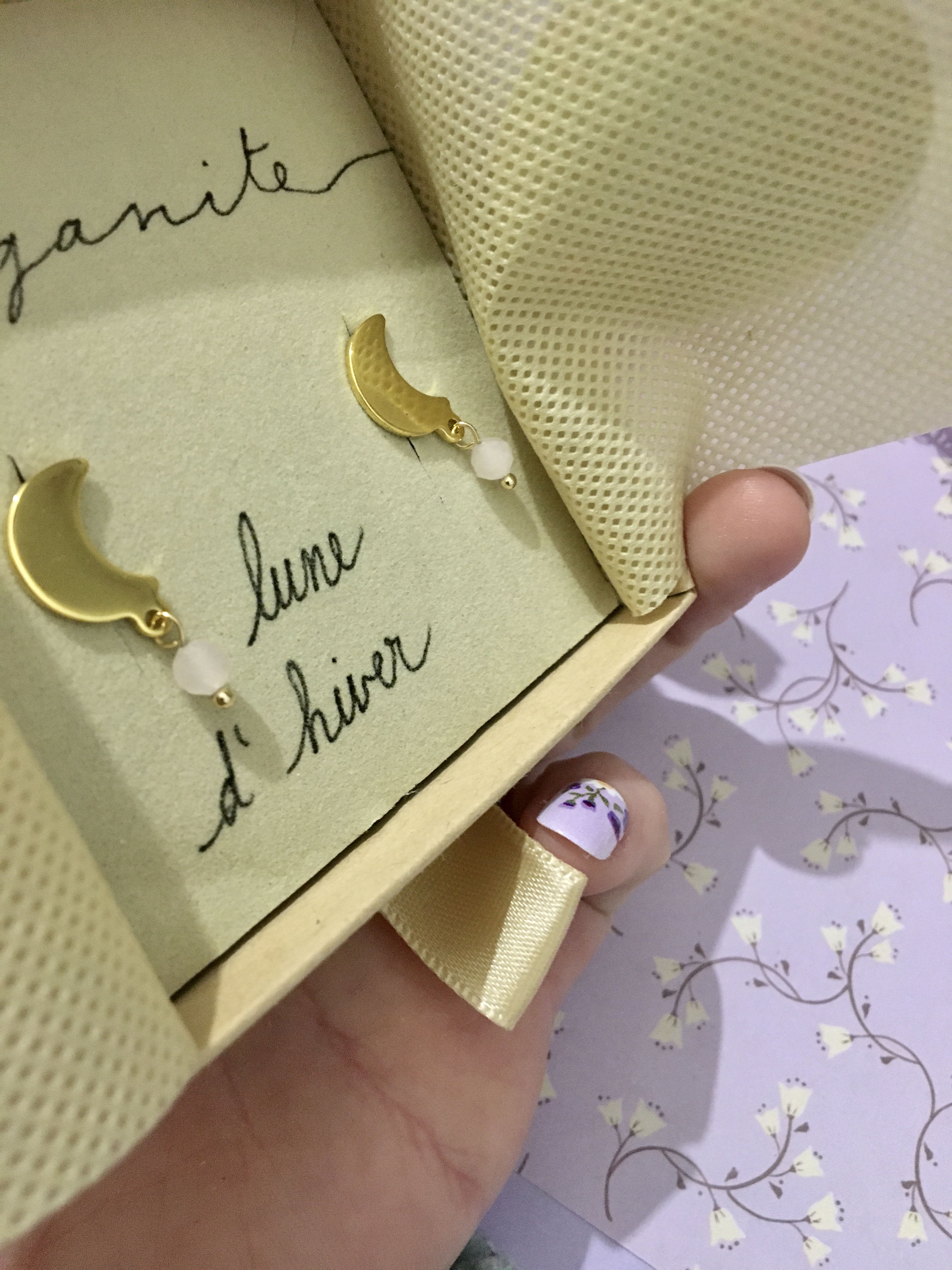 Boucles d’oreilles Lune d’hiver : morganite