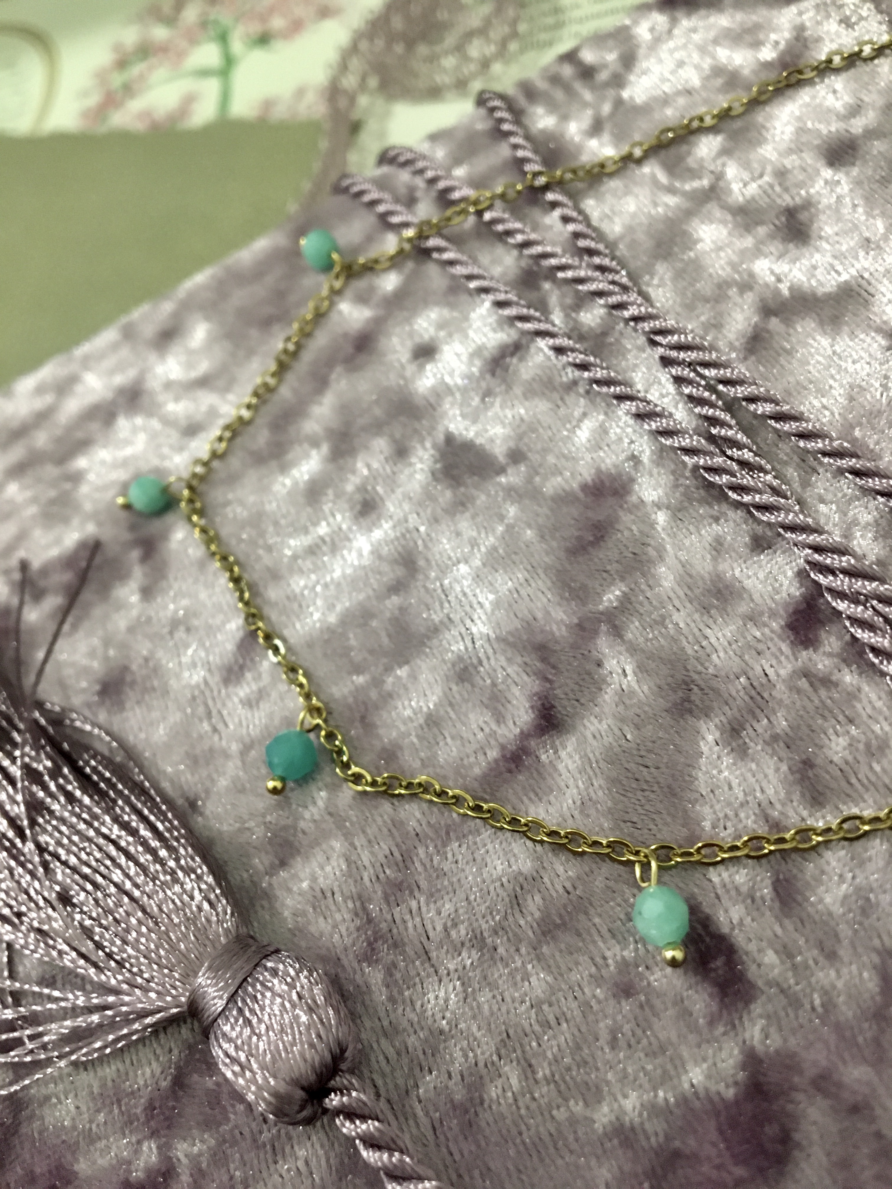 Collier flocons : amazonite